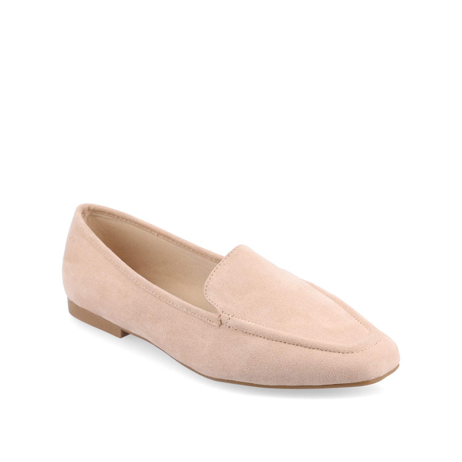 TULLIE SLIP-ON LOAFER FLATS IN FAUX SUEDE - Beige
