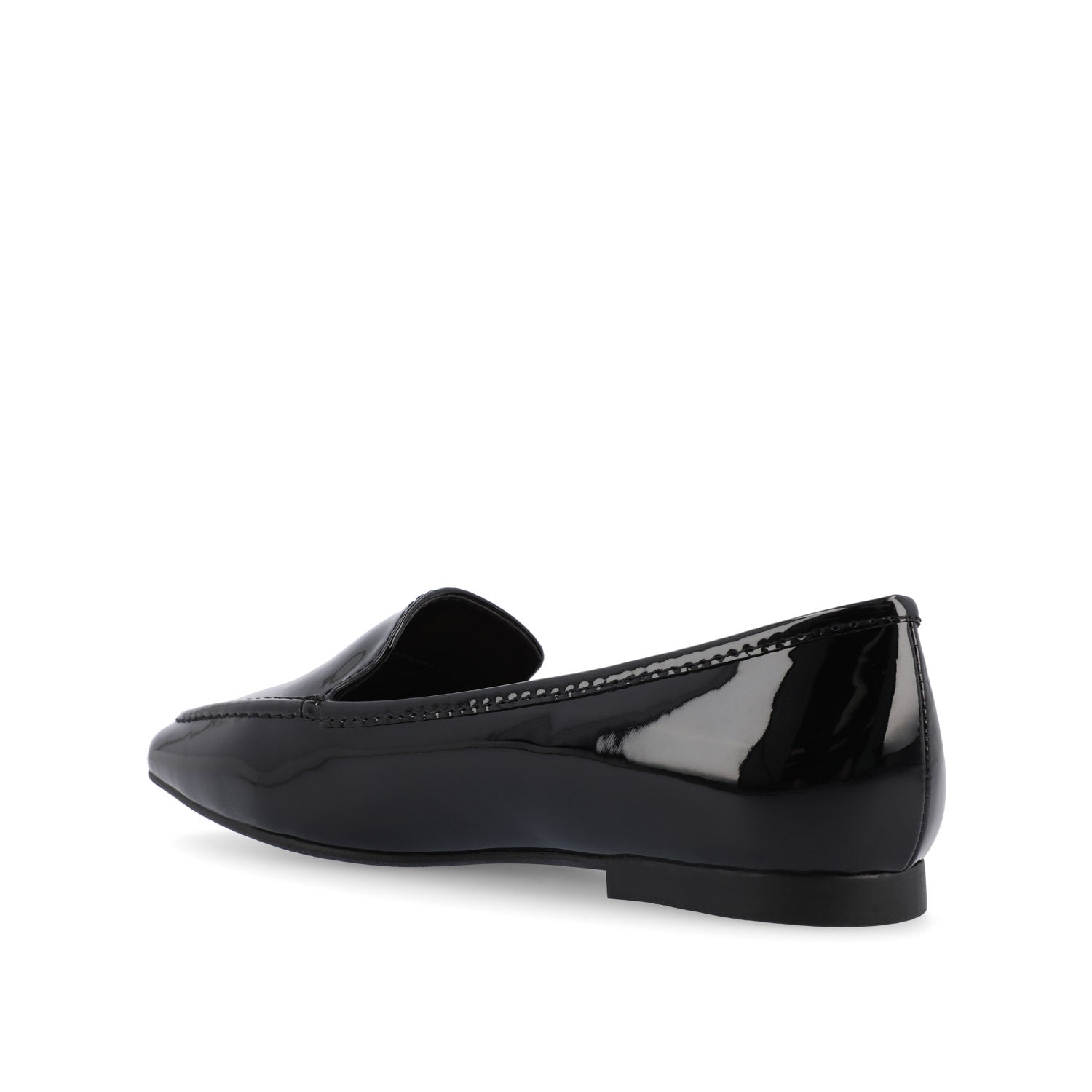 TULLIE SLIP-ON LOAFER FLATS IN FAUX SUEDE - Patent/Black