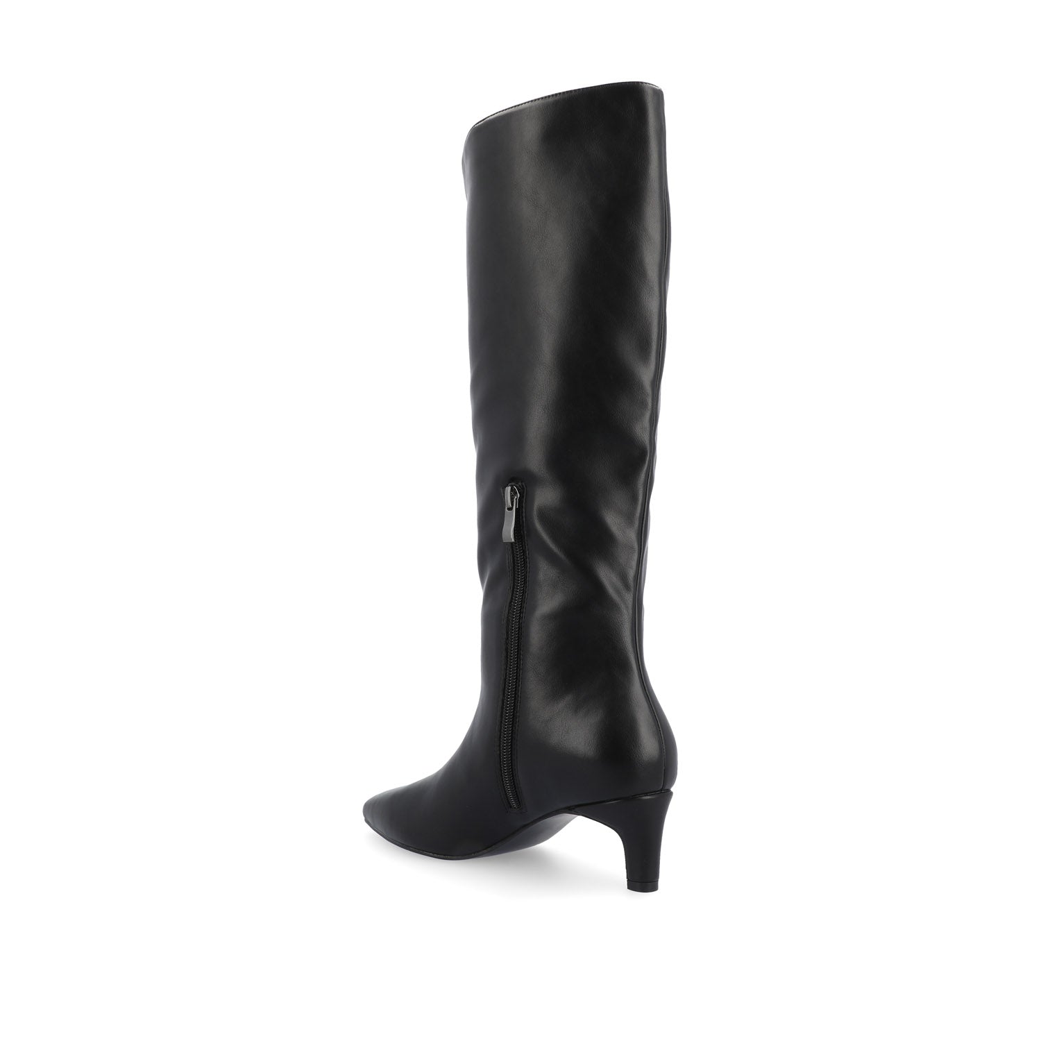 TULLIP KNEE HIGH BOOTS IN VEGAN LEATHER - Black PU
