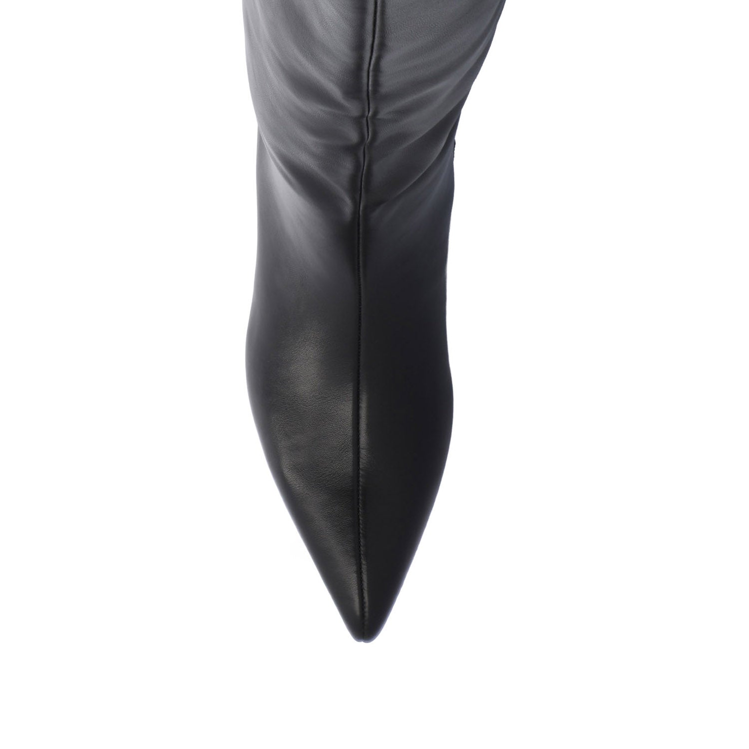 TULLIP KNEE HIGH BOOTS IN VEGAN LEATHER - Black PU