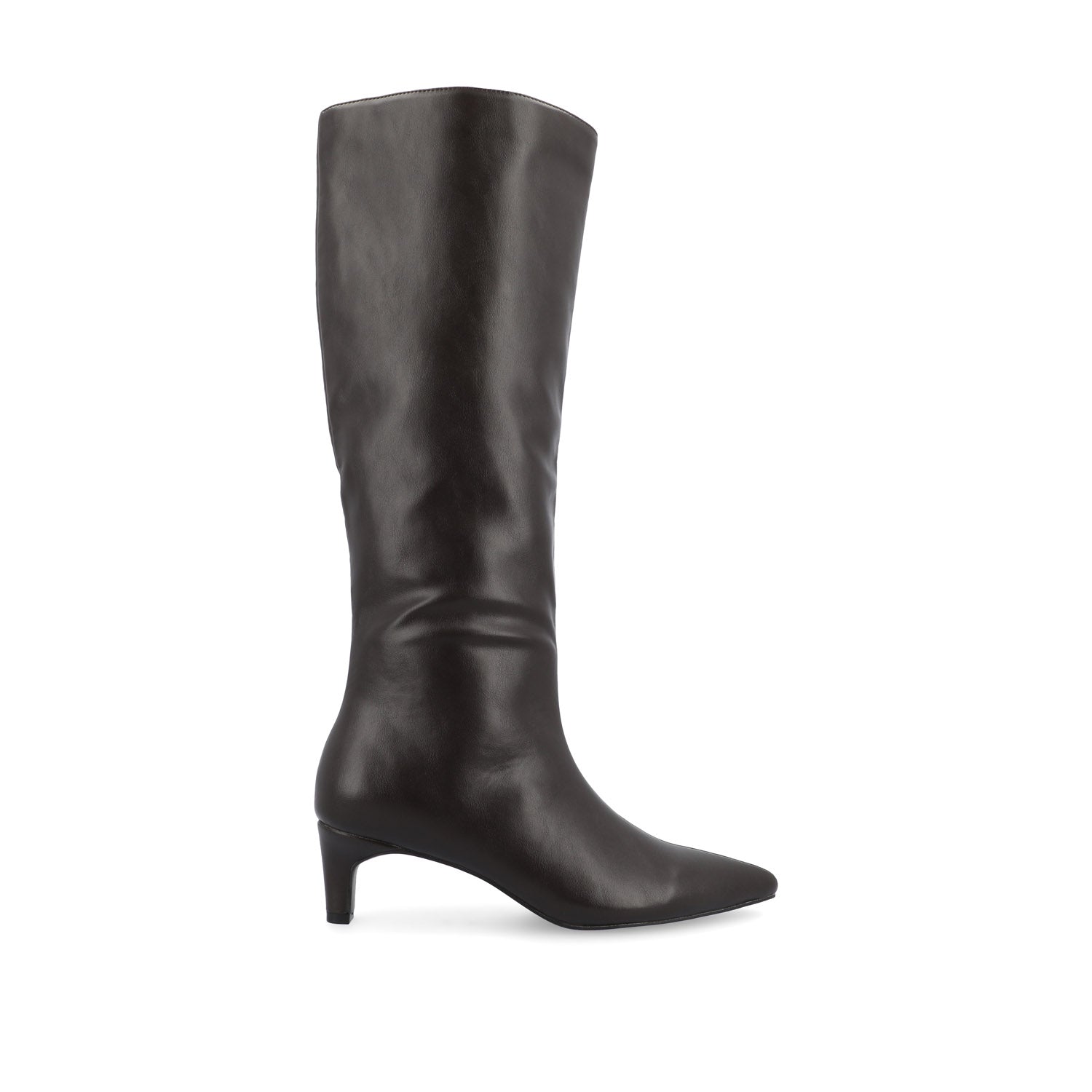 TULLIP KNEE HIGH BOOTS IN VEGAN LEATHER - Brown PU
