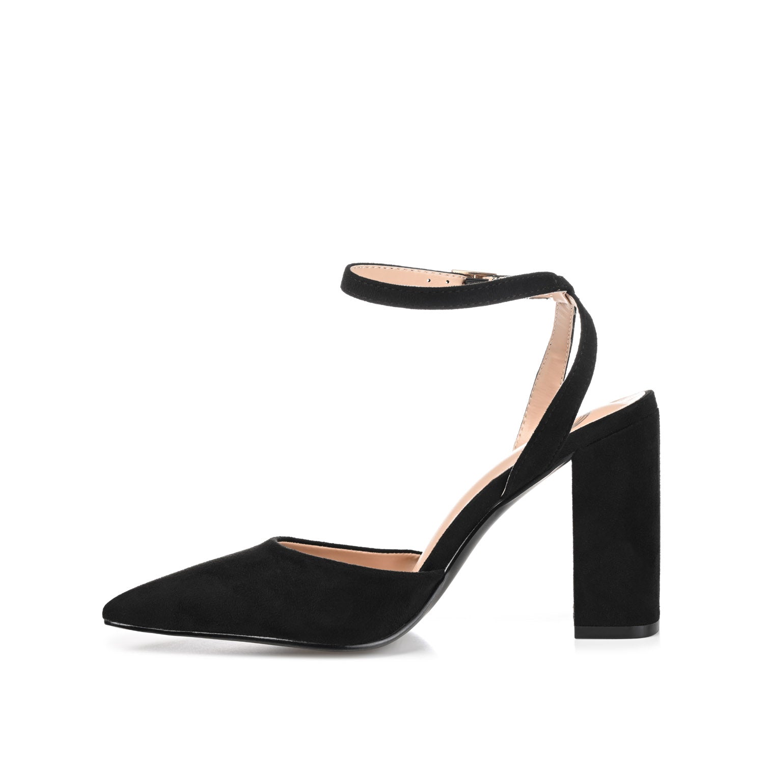 TYYRA BLOCK HEELS IN FAUX SUEDE IN WIDE - Black PU