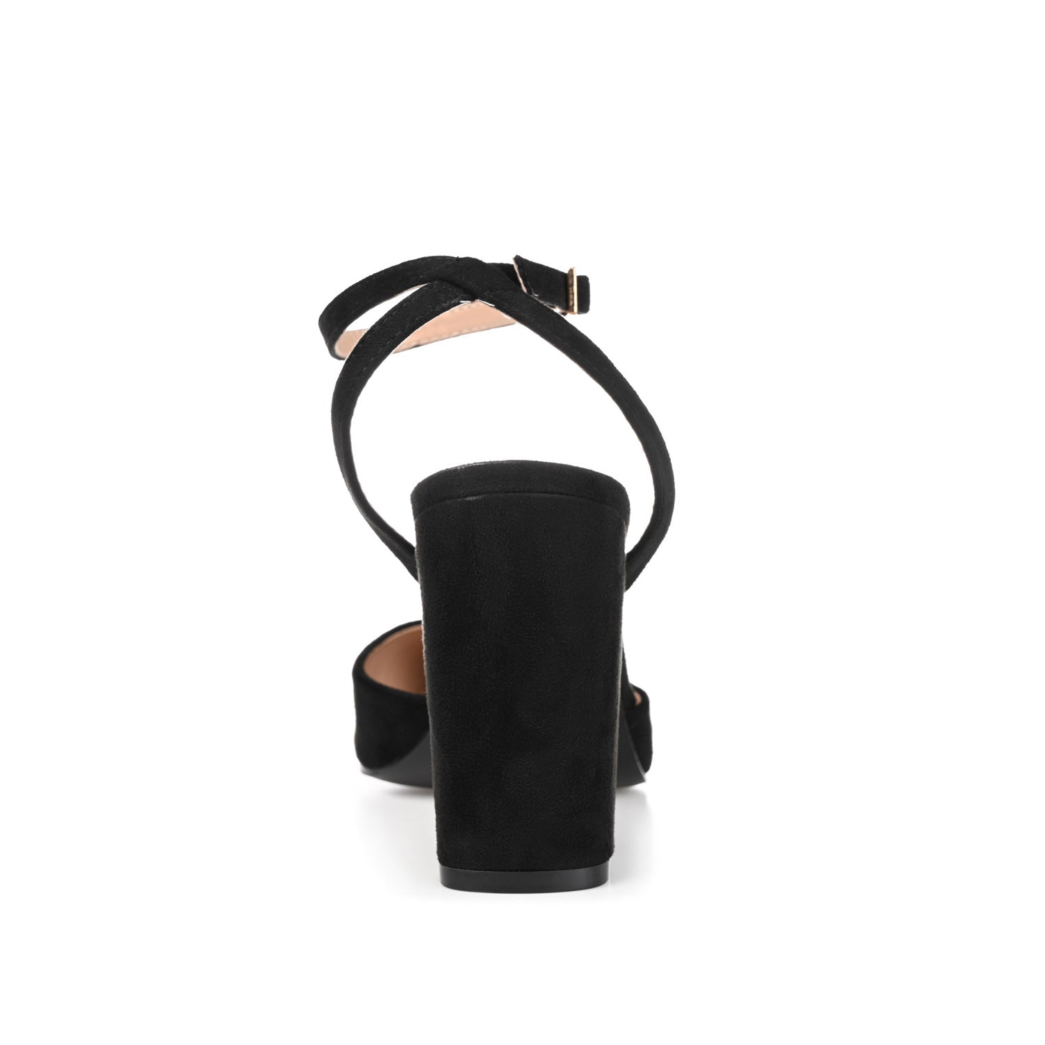 TYYRA BLOCK HEELS IN FAUX SUEDE IN WIDE - Black