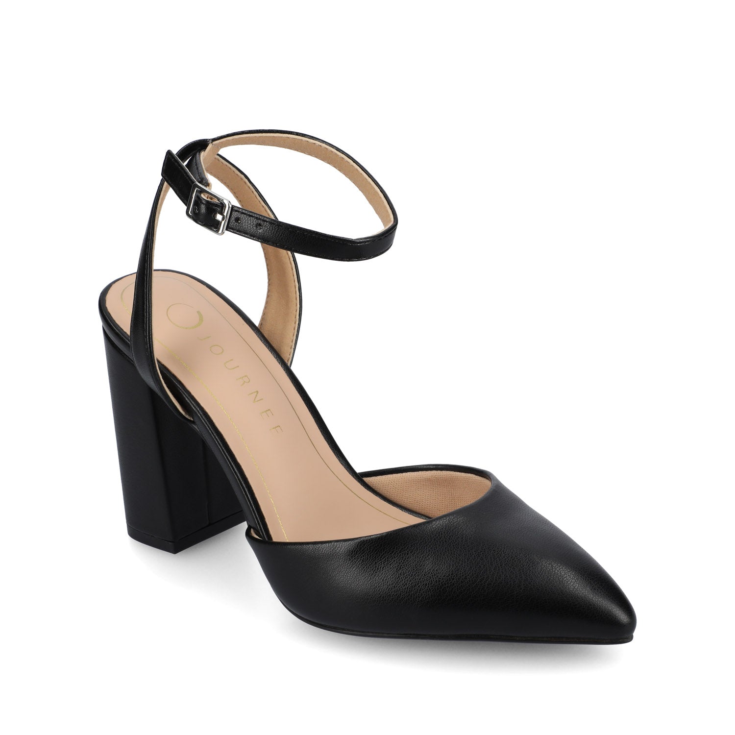 TYYRA BLOCK HEELS IN FAUX SUEDE - Black PU