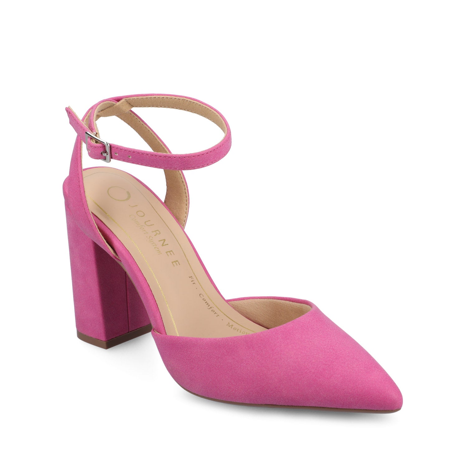 TYYRA BLOCK HEELS IN FAUX SUEDE IN WIDE - Hot Pink
