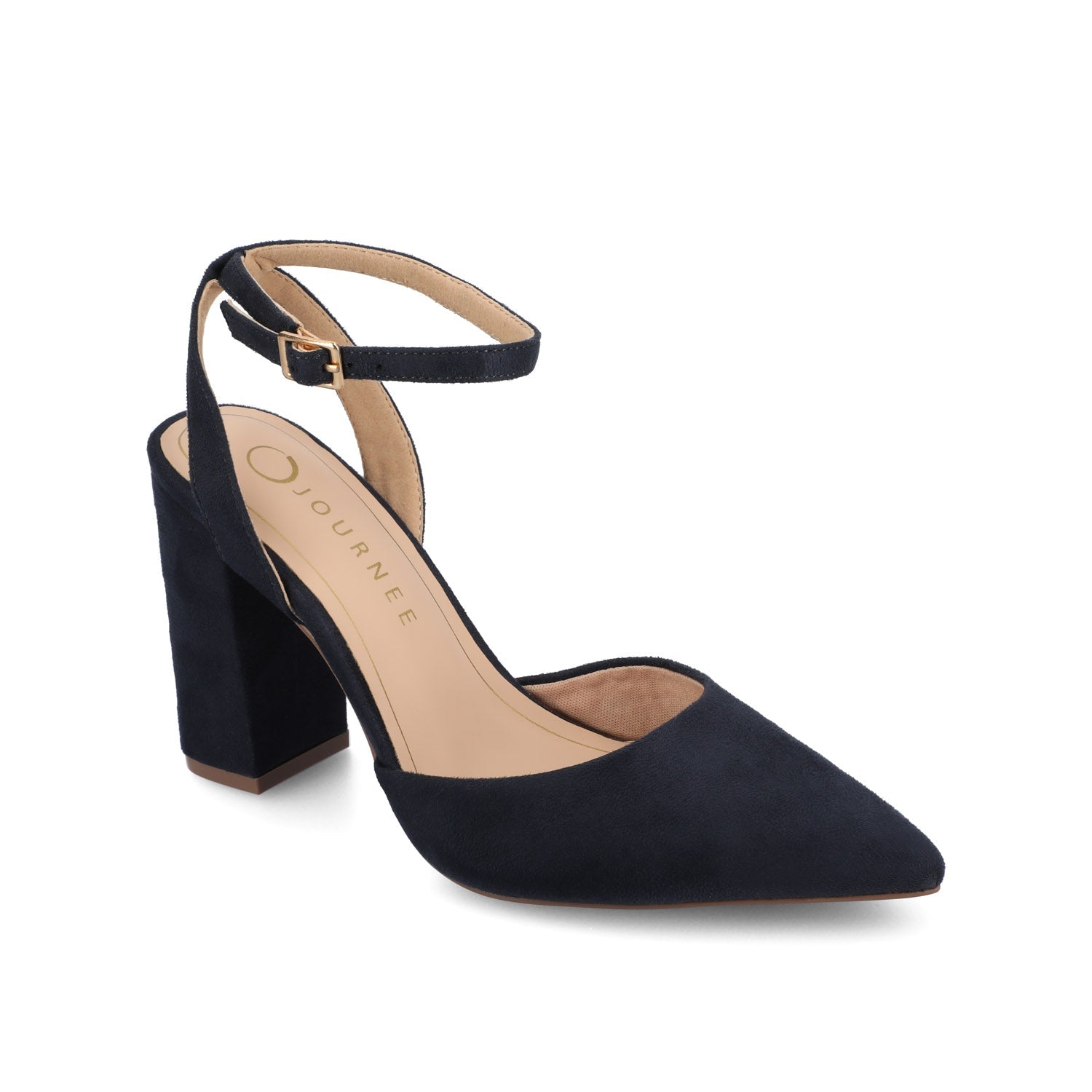 TYYRA BLOCK HEELS IN FAUX SUEDE - Navy Nubuck