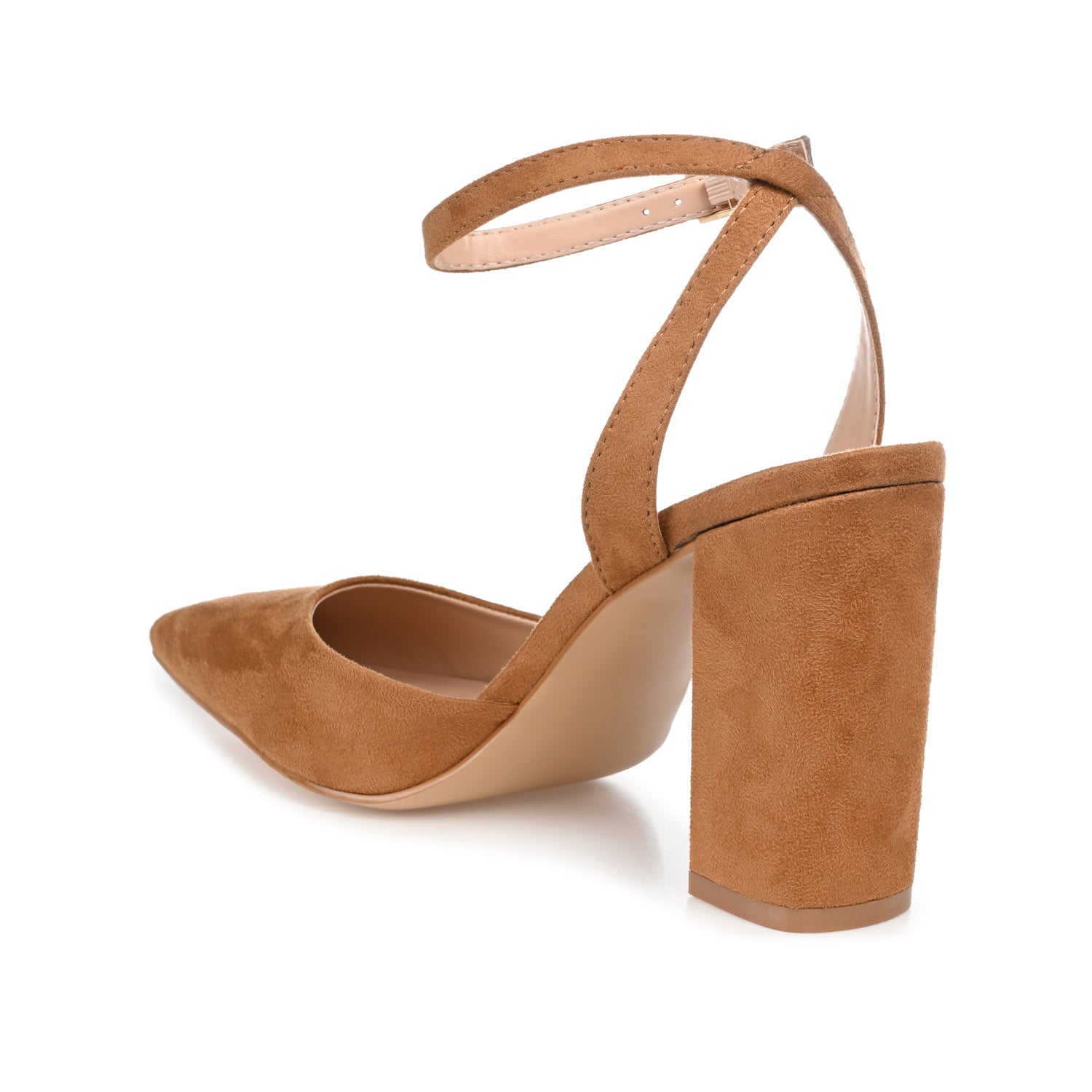 TYYRA BLOCK HEELS IN FAUX SUEDE - Tan