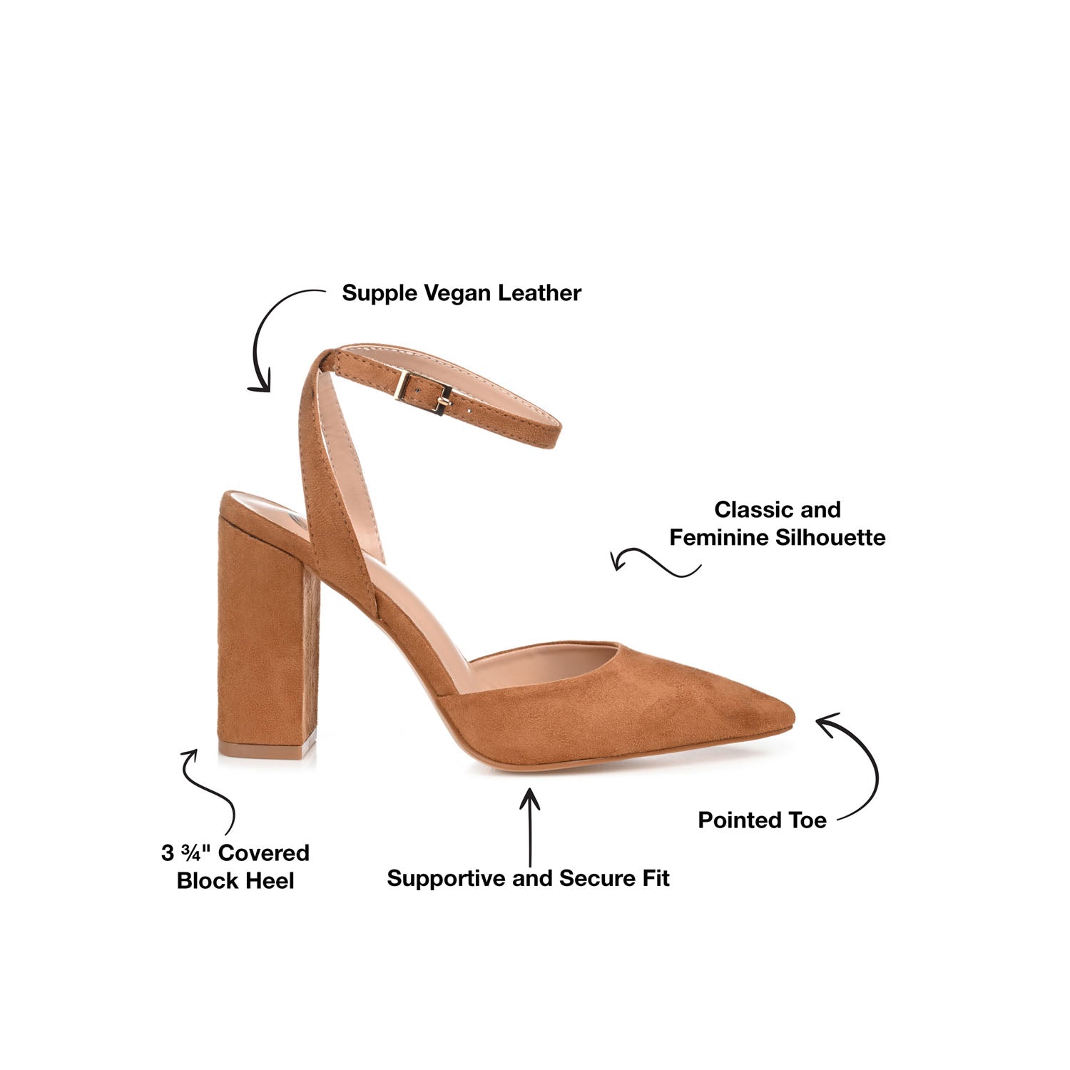 TYYRA BLOCK HEELS IN FAUX SUEDE IN WIDE