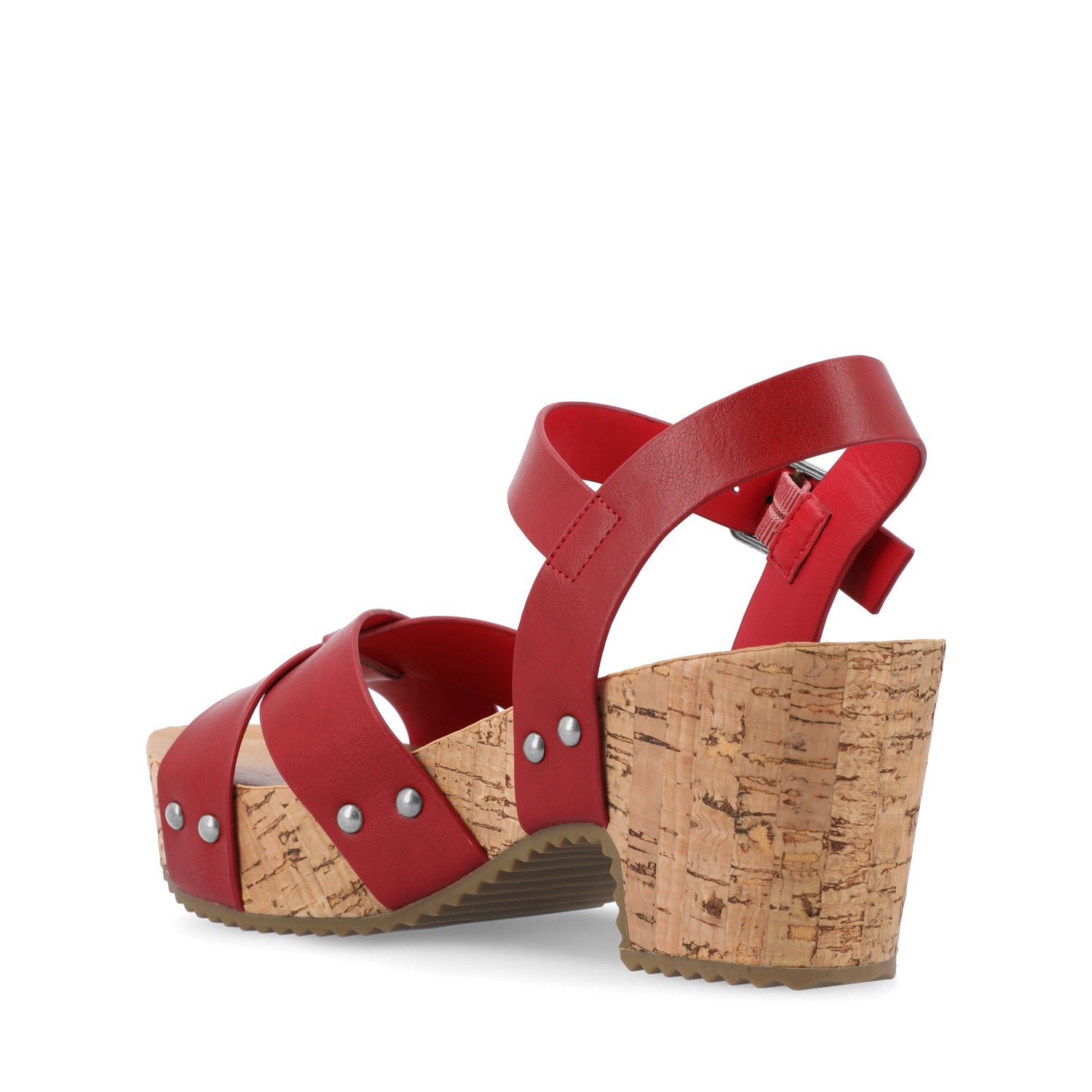 VALENTINA HEELED SANDALS IN VEGAN LEATHER - Red