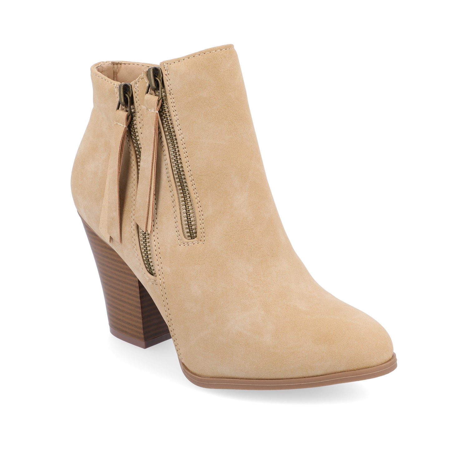 VALLY ZIP-UP WESTERN BOOTIES IN VEGAN LEATHER - Taupe
