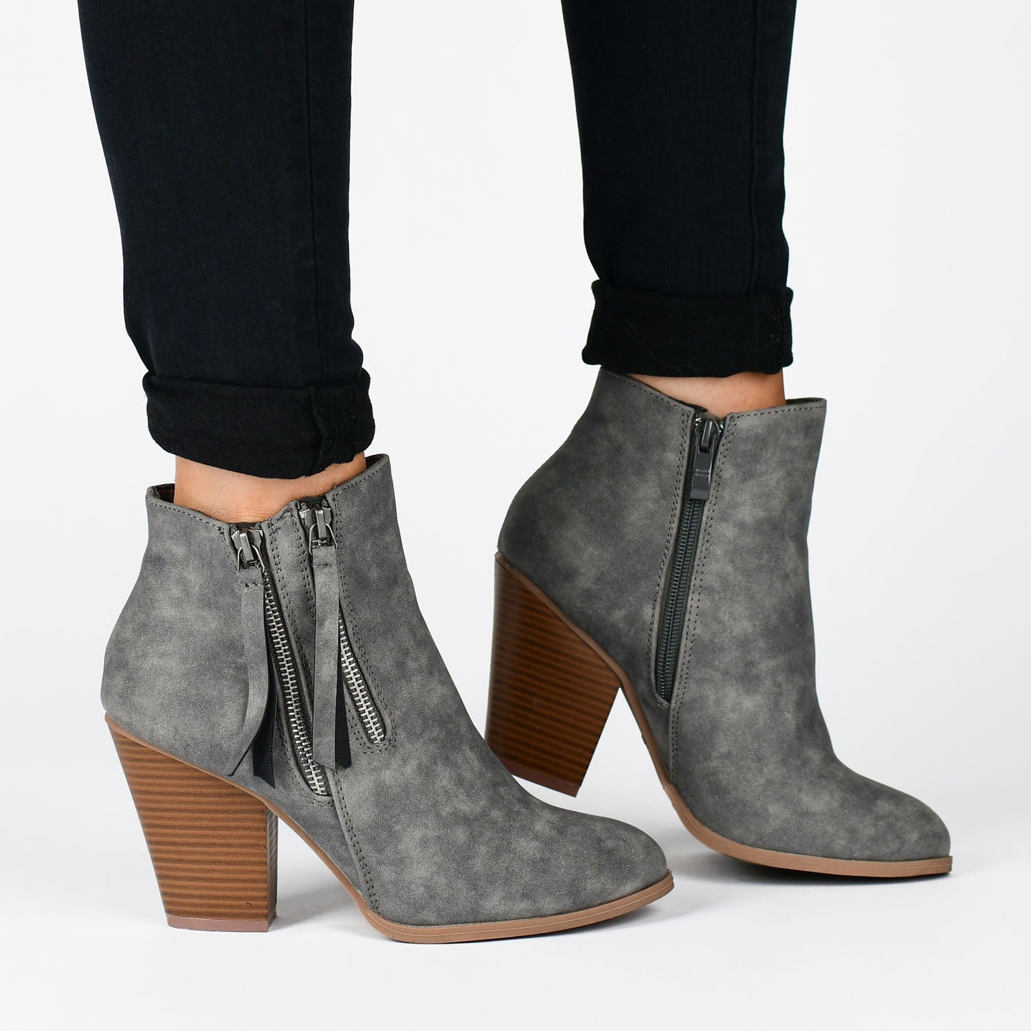 VALLY ZIP-UP WESTERN BOOTIES IN WIDE - Wine