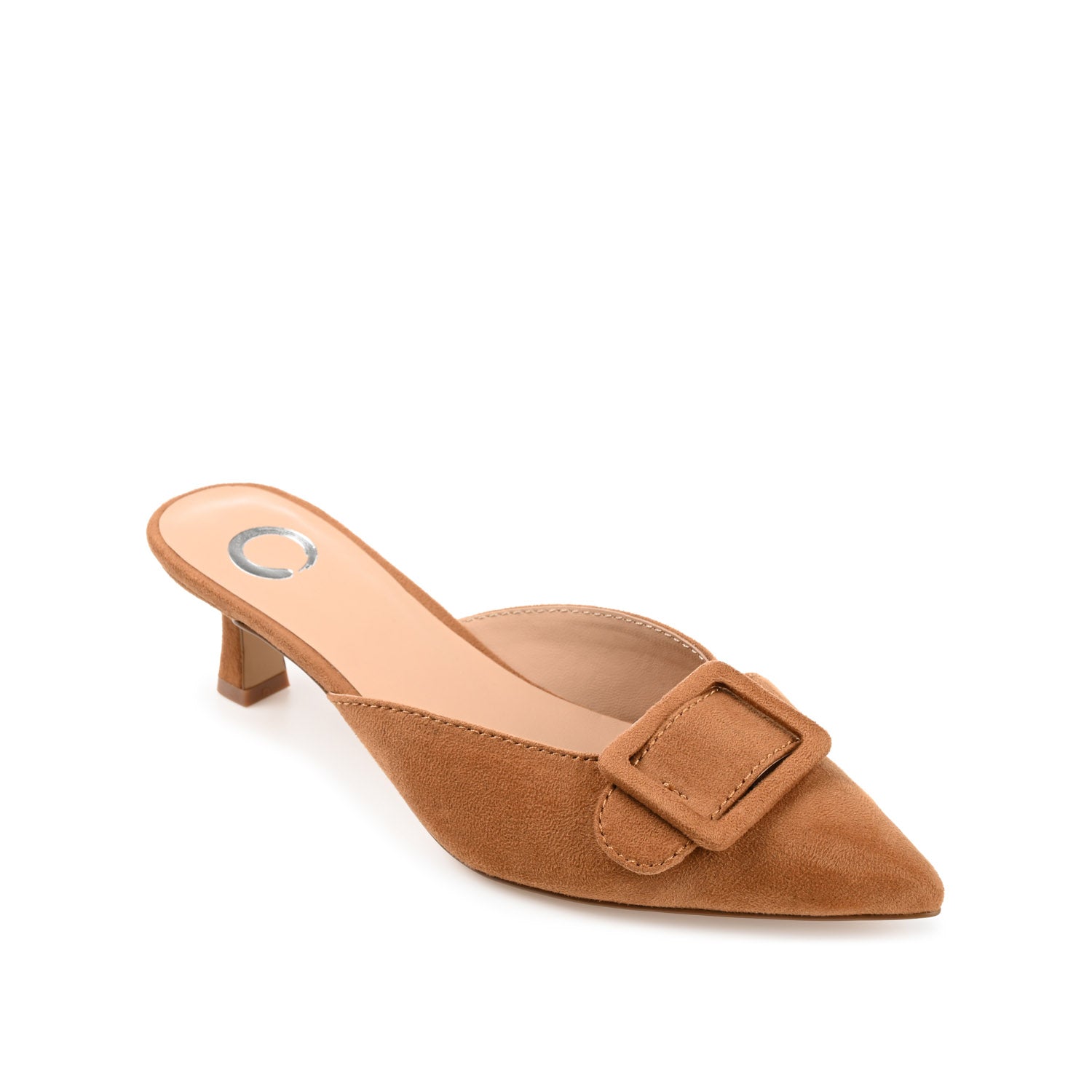 VIANNA MULED KITTEN HEELS IN FAUX SUEDE - Tan
