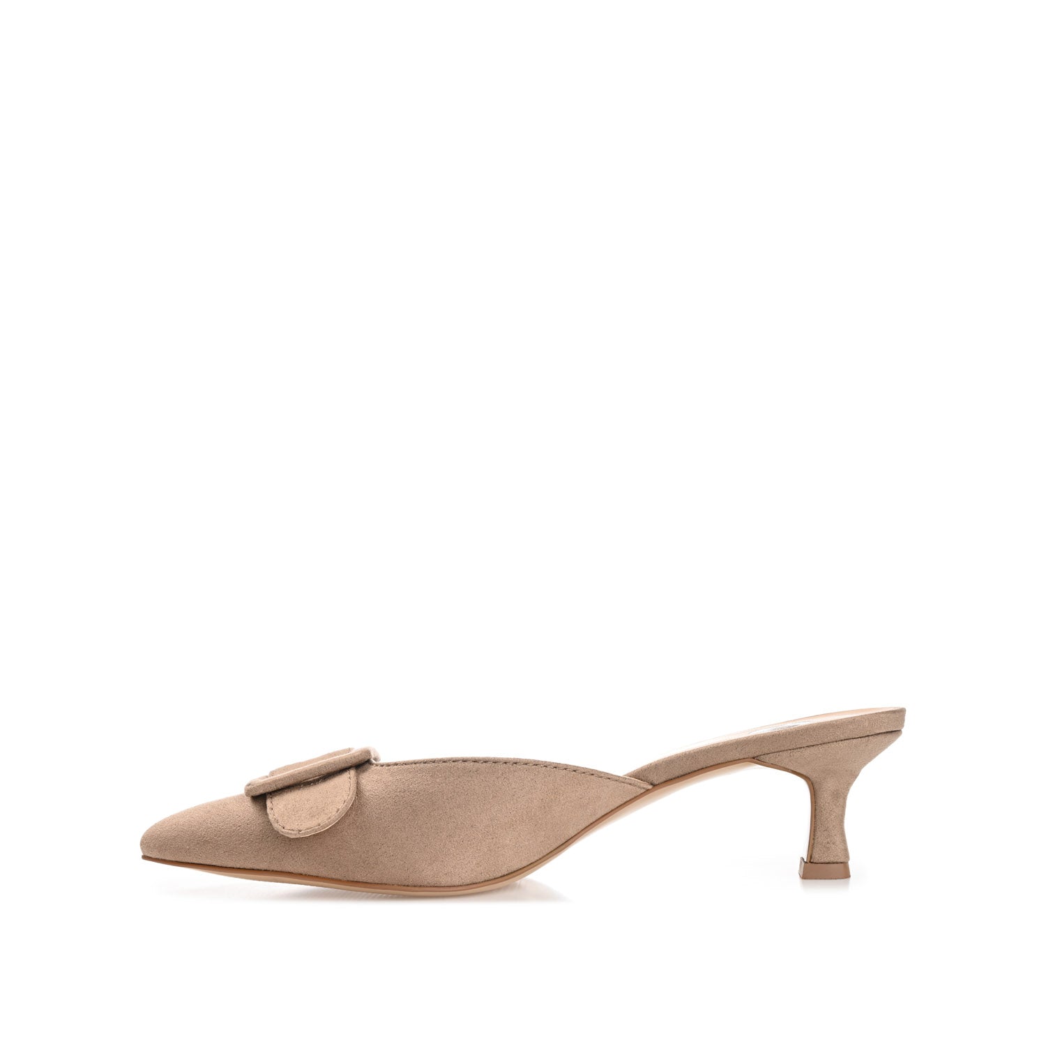 VIANNA MULED KITTEN HEELS IN FAUX SUEDE - Taupe