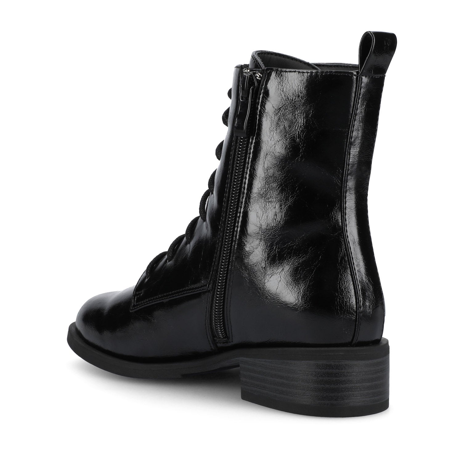 VIENNA COMBAT BOOTIES IN WIDE - Crinkle/Black