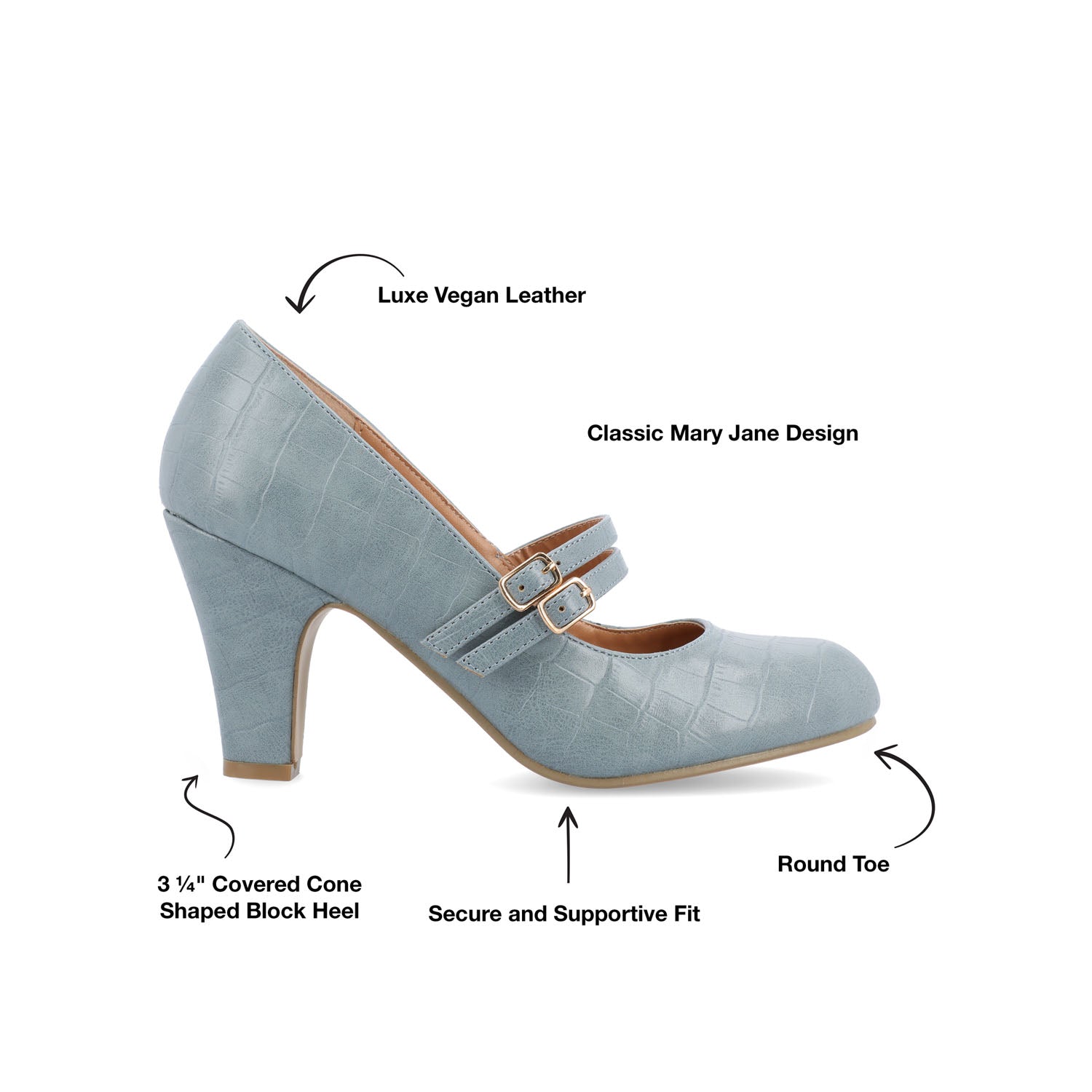WINDY CROCO MARY JANE PUMP HEELS IN WIDE