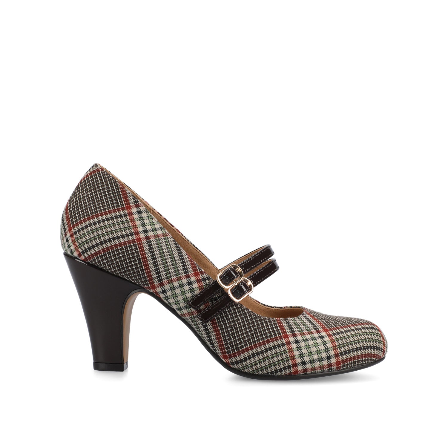 WINDY MARY JANE PUMP HEELS IN STATEMENT - Cream Chocolate Plaid