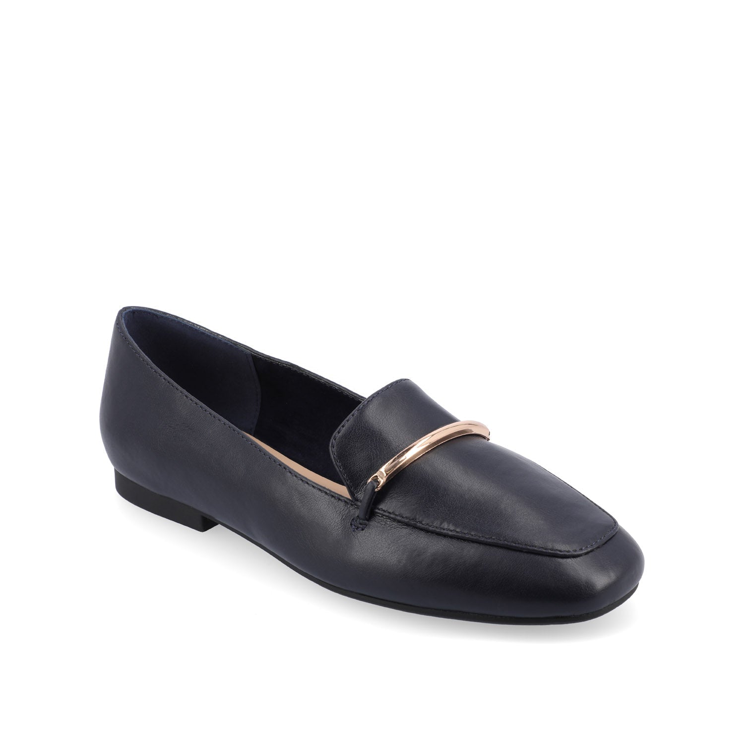 WRENN VEGAN LEATHER LOAFER FLATS IN WIDE - Navy PU