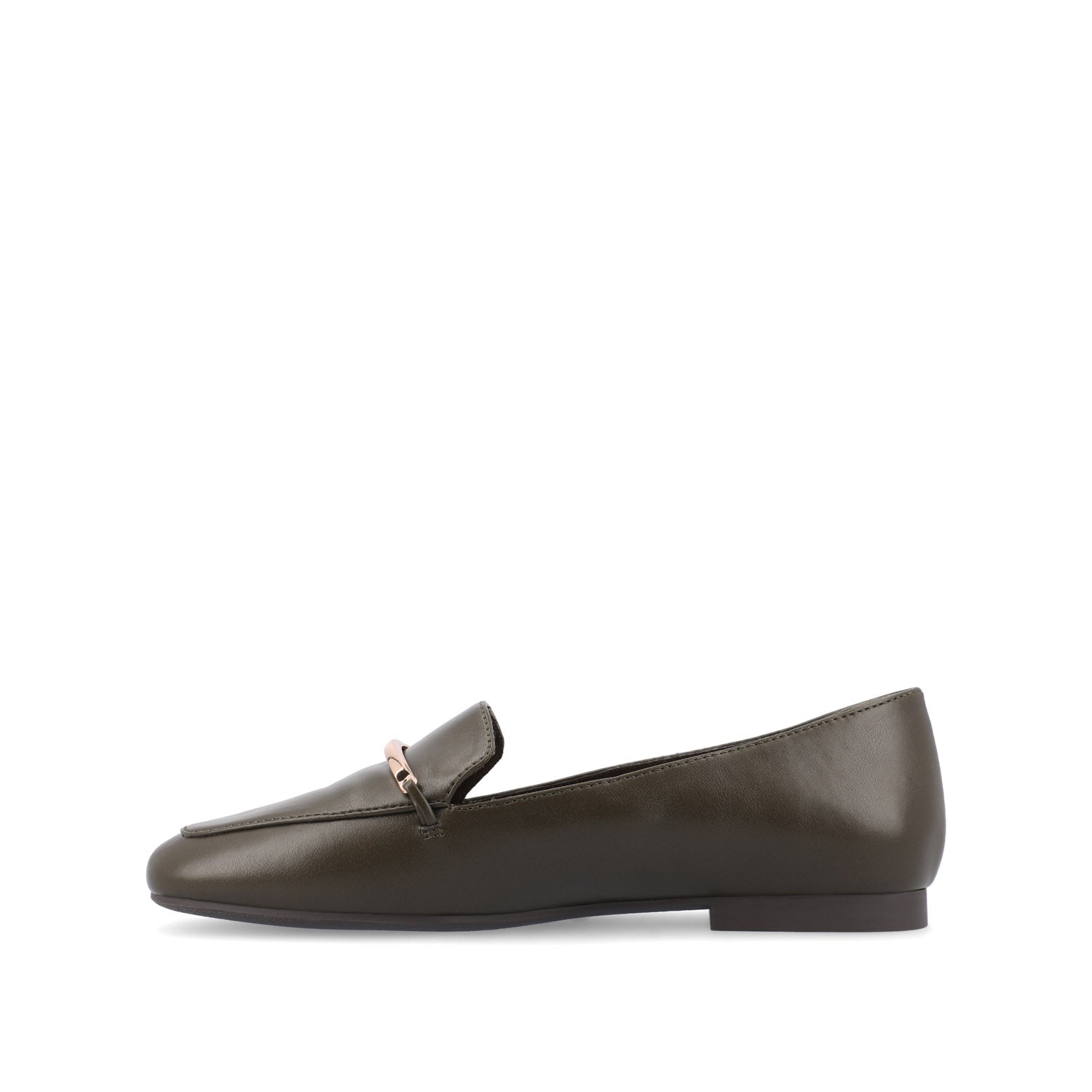 WRENN VEGAN LEATHER LOAFER FLATS IN WIDE - Olive PU