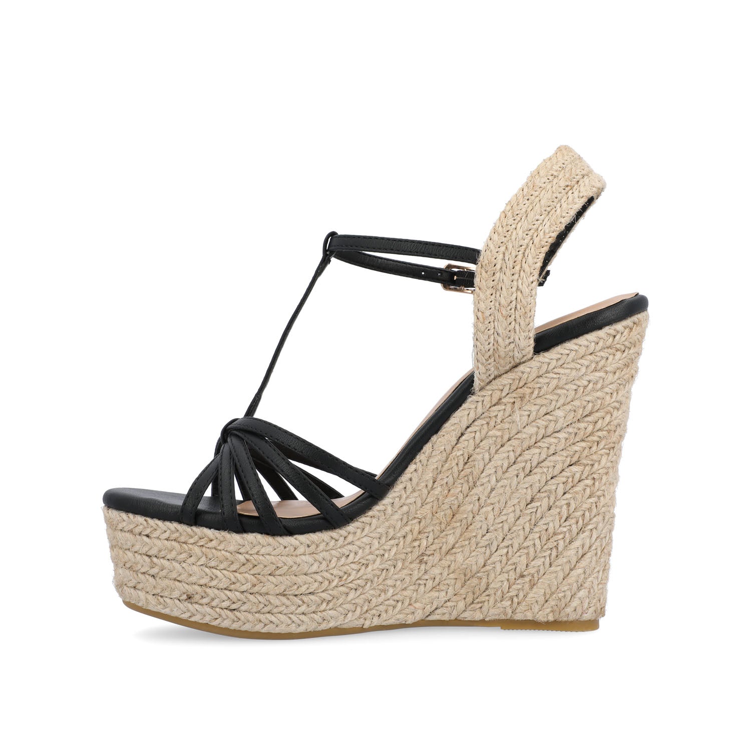 YARA ESPADRILLE WEDGE HEELED SANDALS - Black