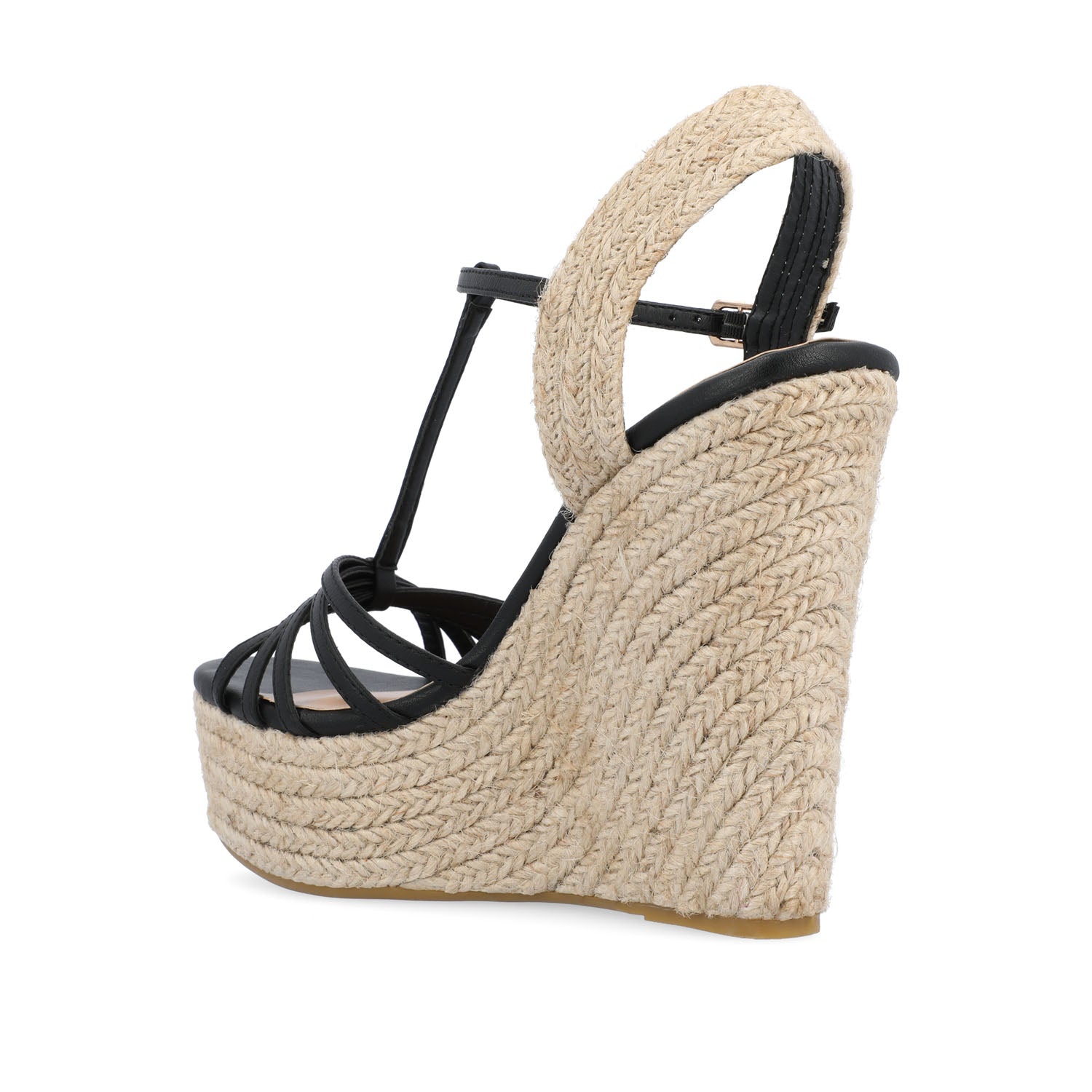 YARA ESPADRILLE WEDGE HEELED SANDALS - Black