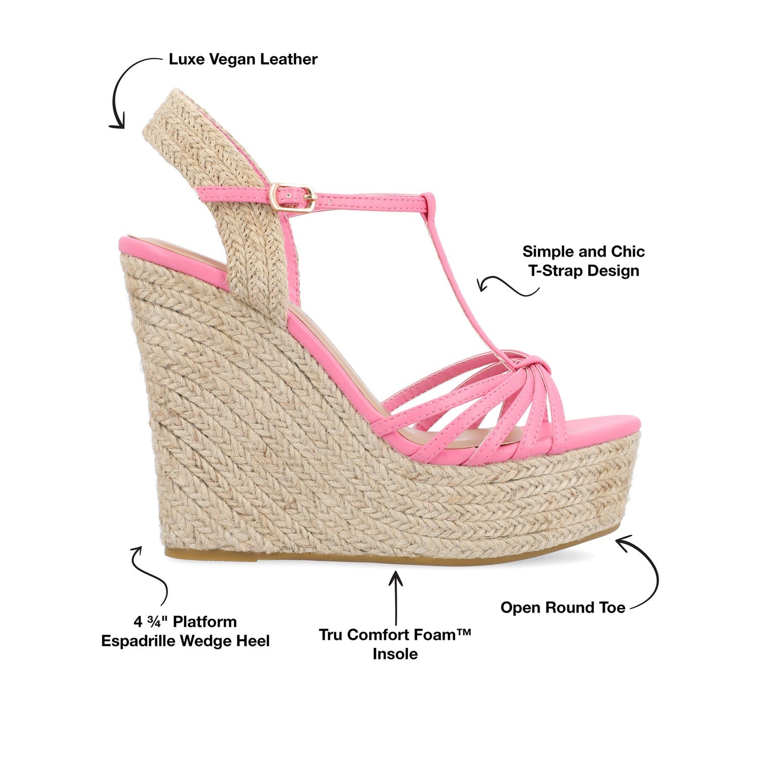 YARA ESPADRILLE WEDGE HEELED SANDALS - Pink