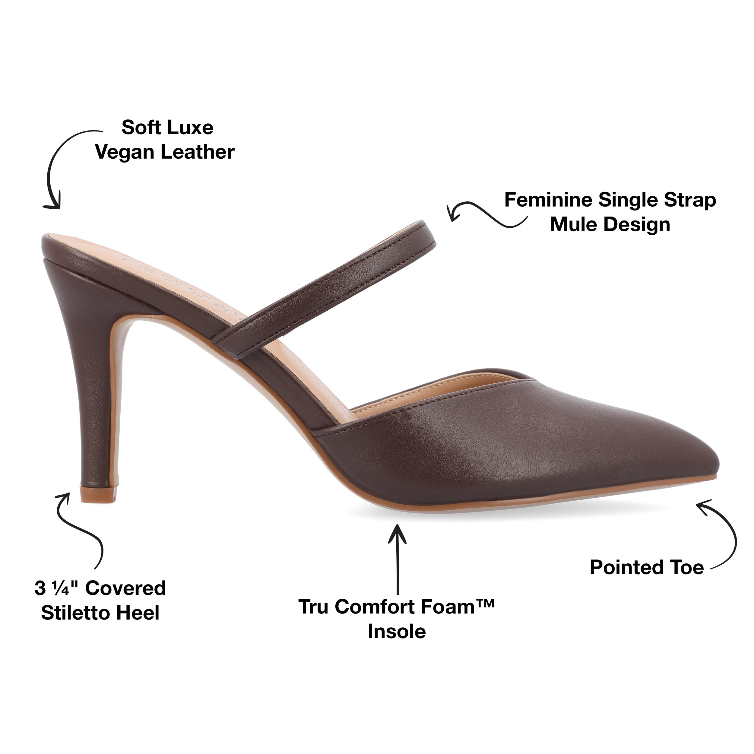 YVON COOL SHADE STILETTO PUMP HEELS IN WIDE - Mahogany