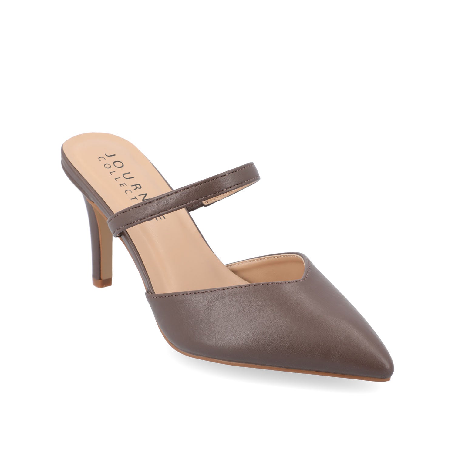 YVON STILETTO PUMP HEELS IN WARM SHADES - Truffle