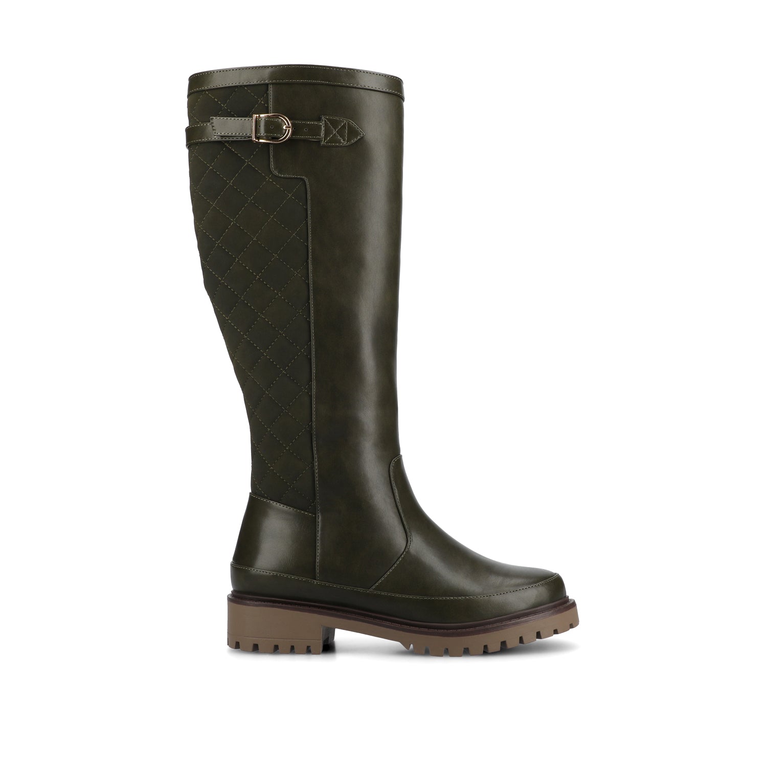 ZEMMIE QUILTED BOOTS IN WIDE CALF - Olive