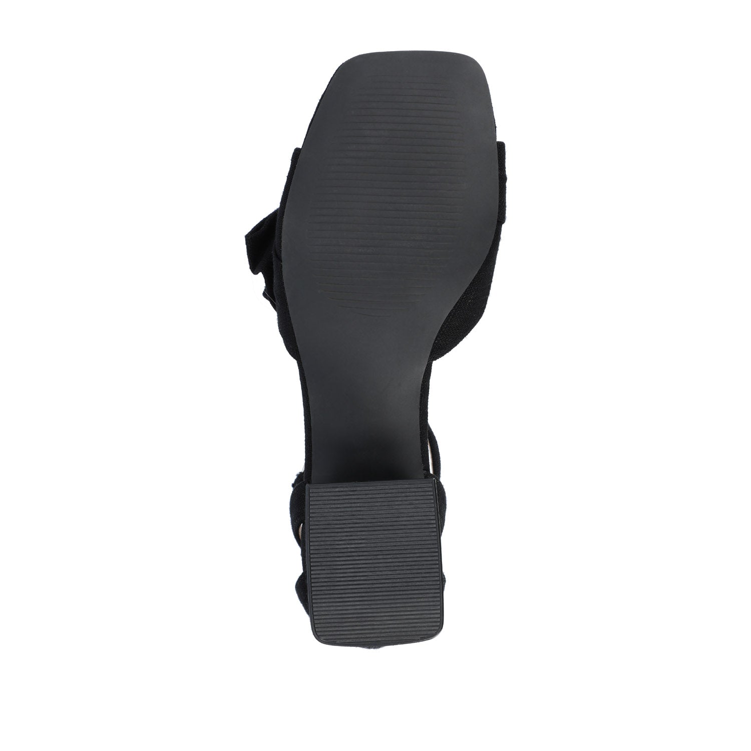 ZEVI STRAPPY BLOCK HEELS IN FABRIC IN WIDE - Black Fabric