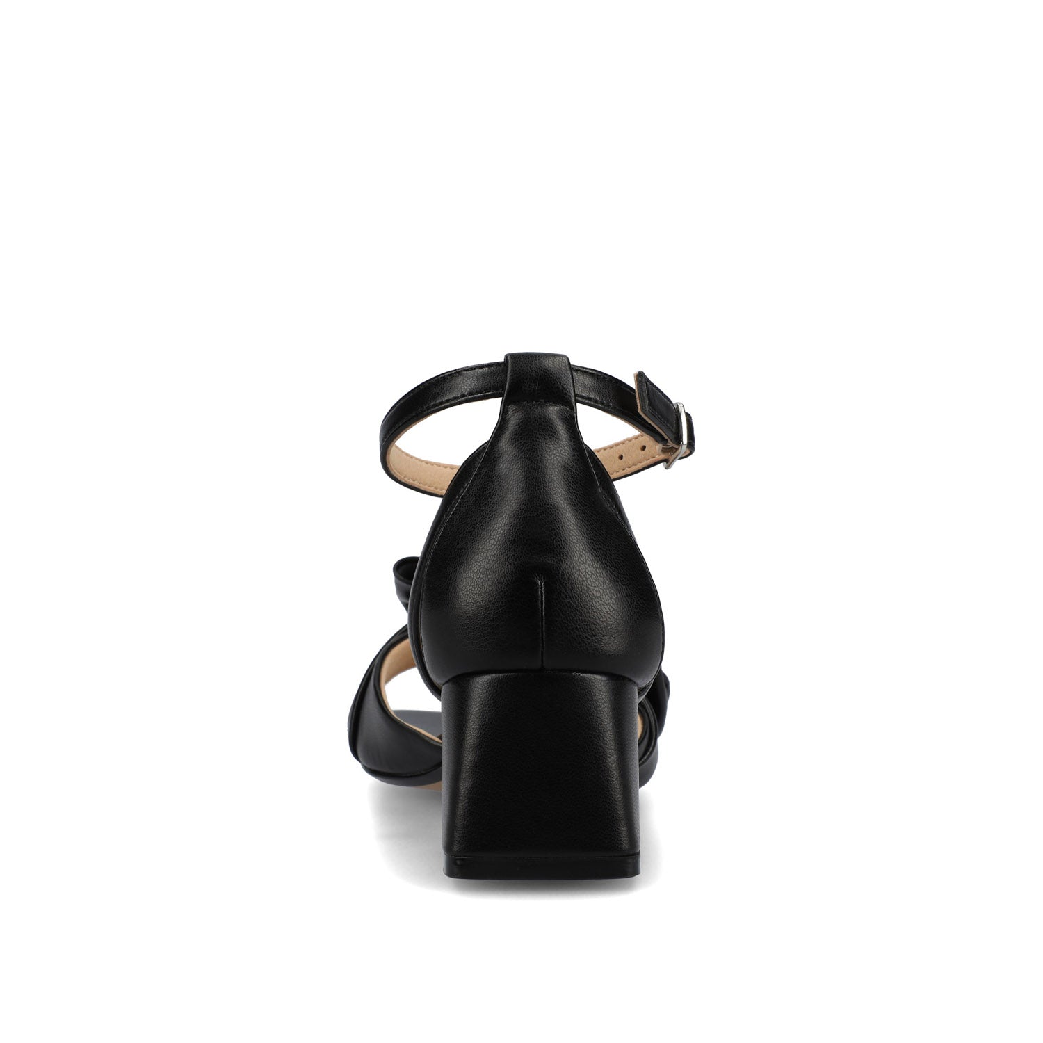 ZEVI STRAPPY BLOCK HEELS IN VEGAN LEATHER - Black PU