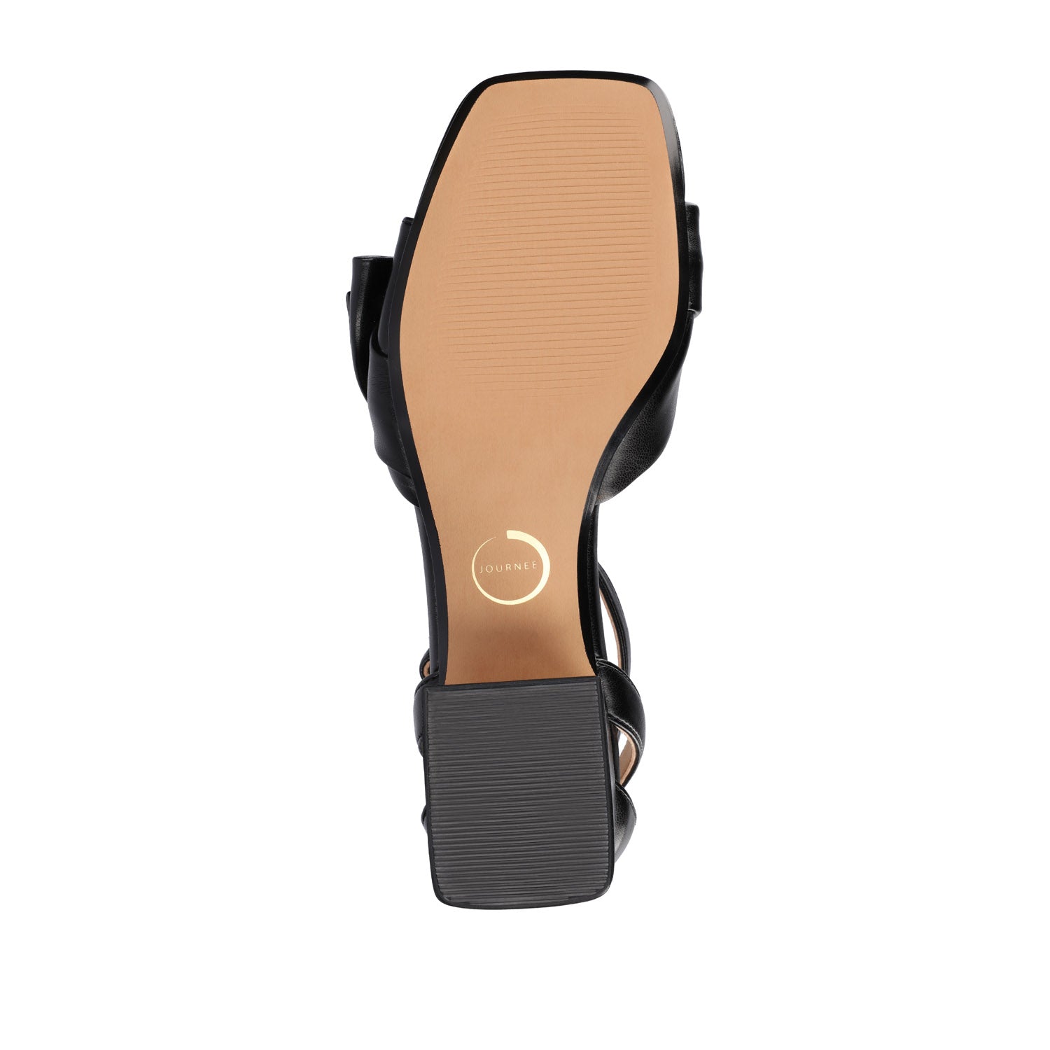 ZEVI STRAPPY BLOCK HEELS IN VEGAN LEATHER - Black PU