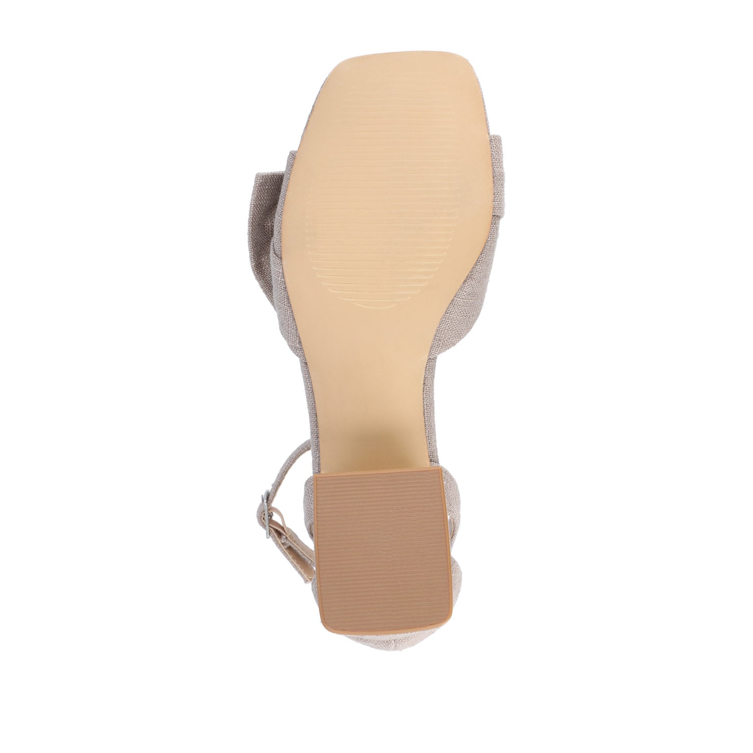 ZEVI STRAPPY BLOCK HEELS IN FABRIC - Brown Fabric