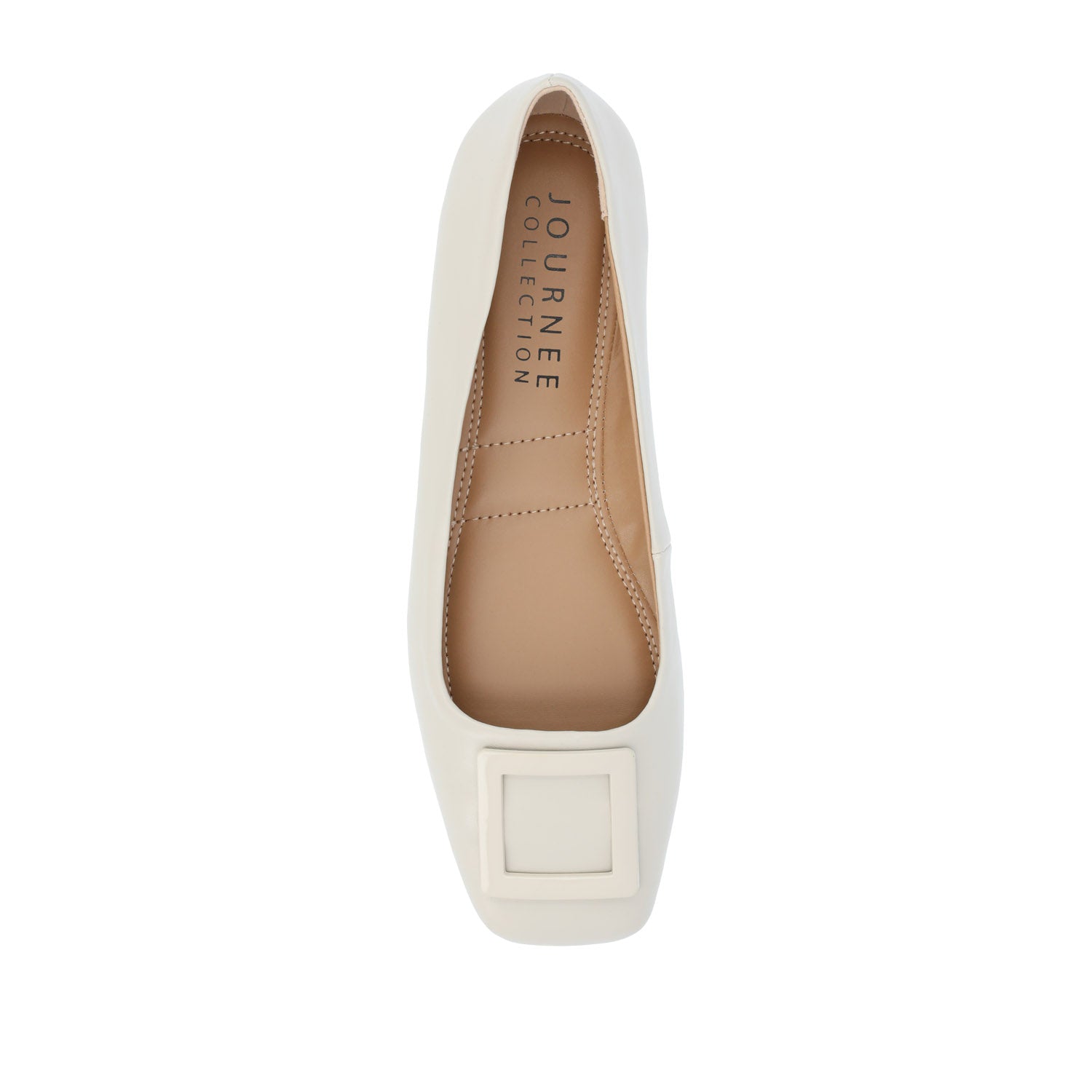 ZIMIA SQUARE TOE FLATS IN VEGAN LEATHER - Beige