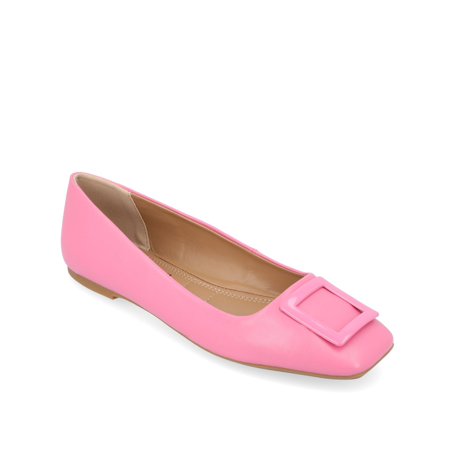 ZIMIA SQUARE TOE FLATS IN VEGAN LEATHER - Pink