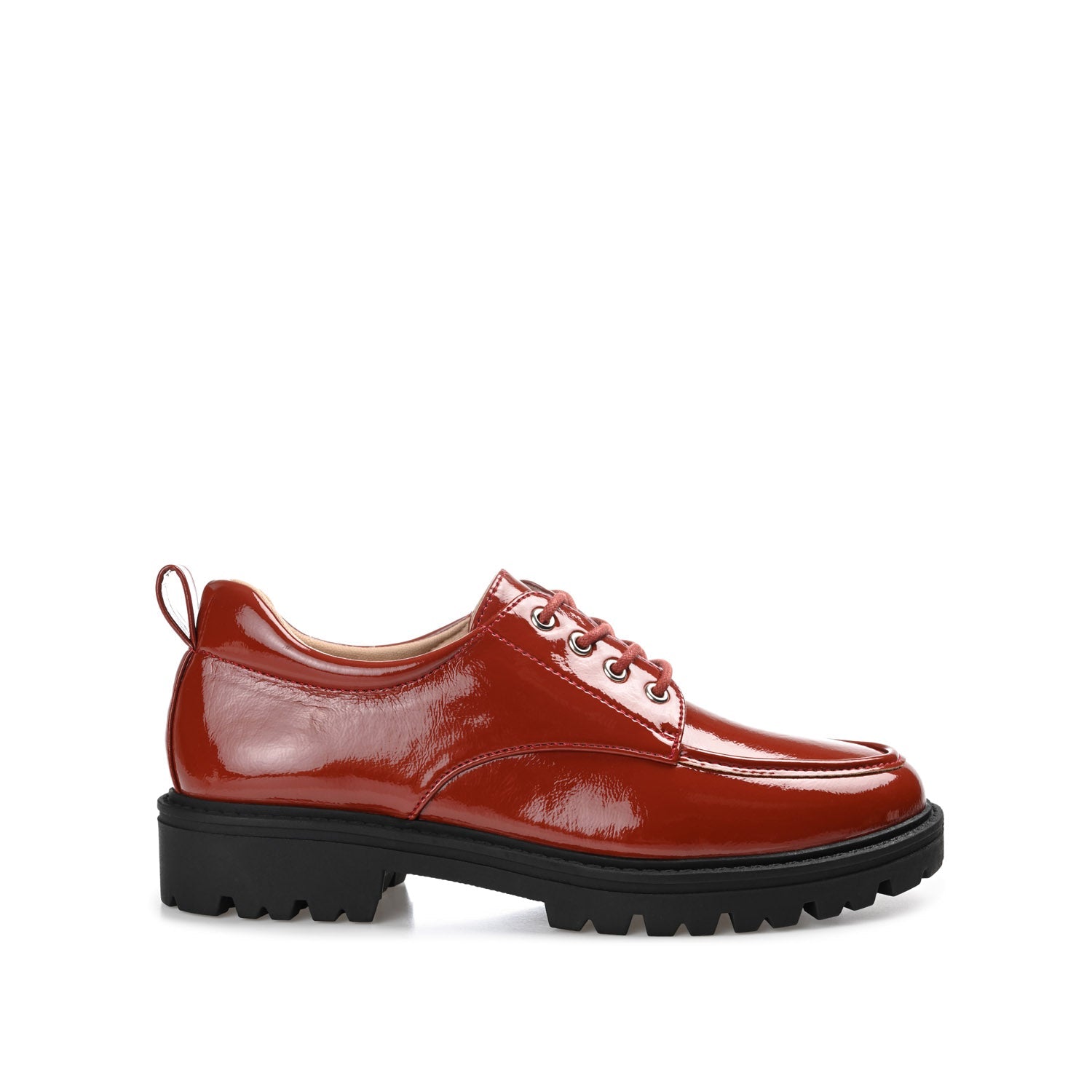 ZINA OXFORD LOAFER FLATS IN PATENT - Brick