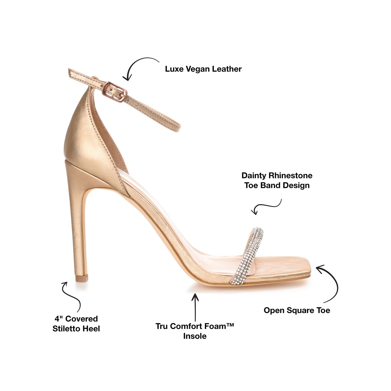 ZOYA STRAPPY STILETTO HEELS IN VEGAN LEATHER - Gold