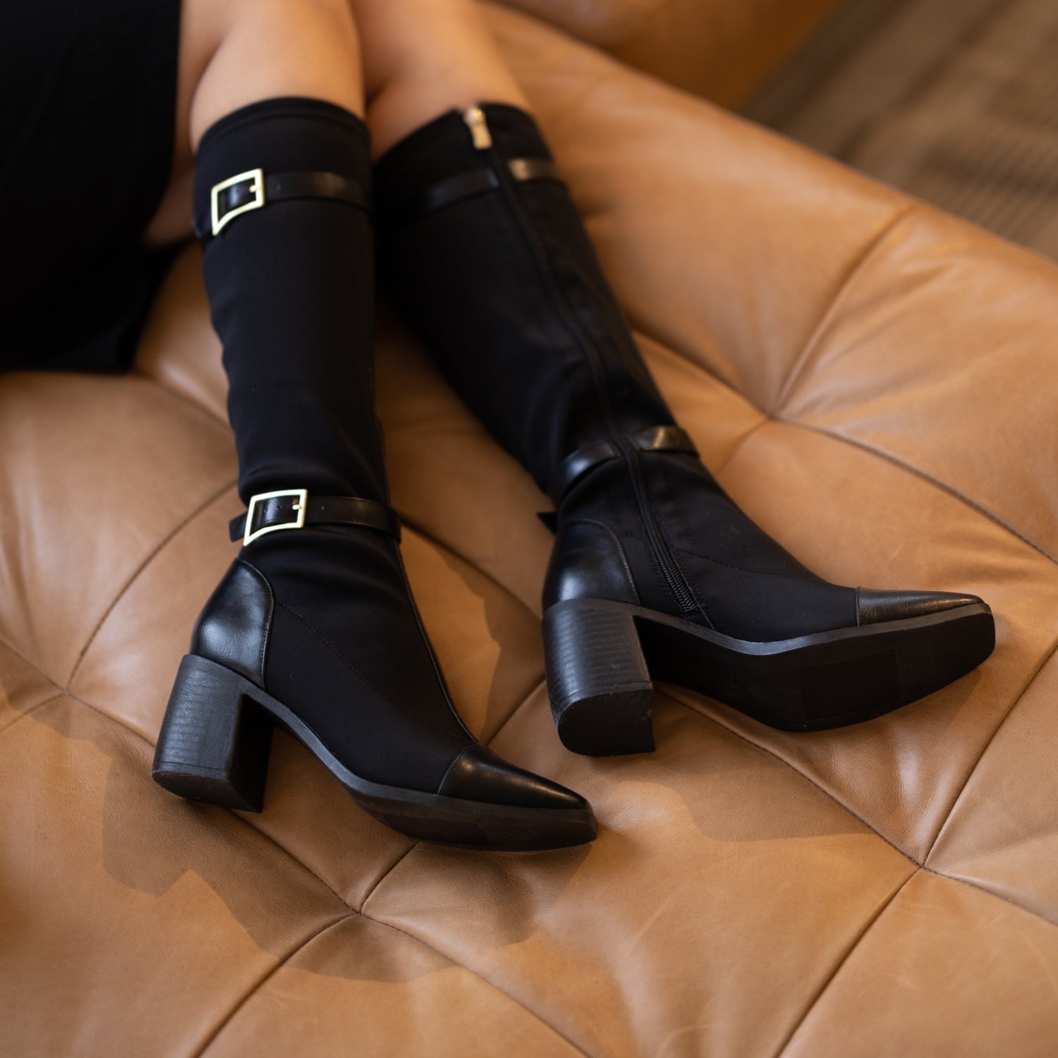 GAIBREE KNEE-HIGH BOOTS IN STRETCHY FABRIC