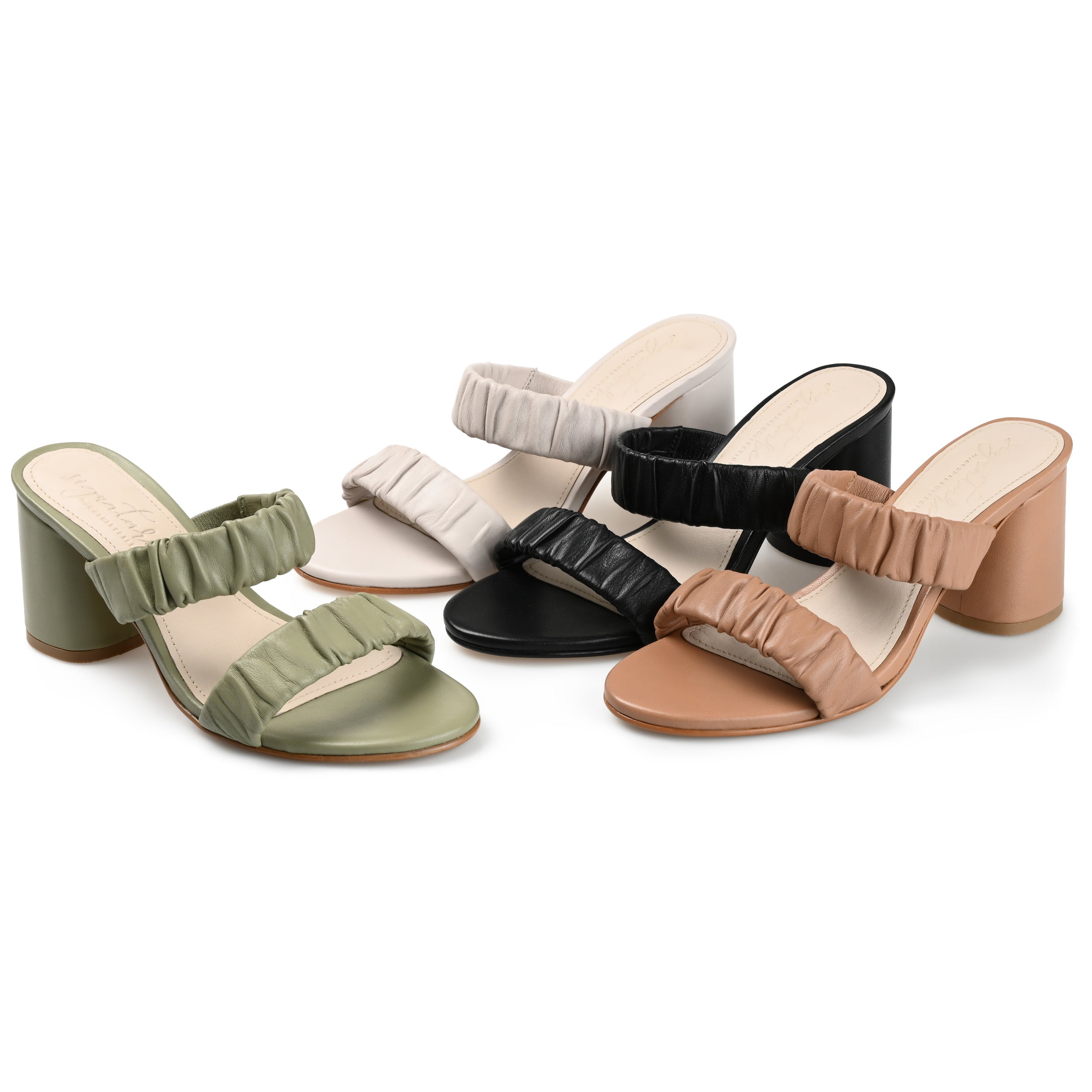 VIDDA STRAPPY BLOCK HEELS IN LEATHER - Green