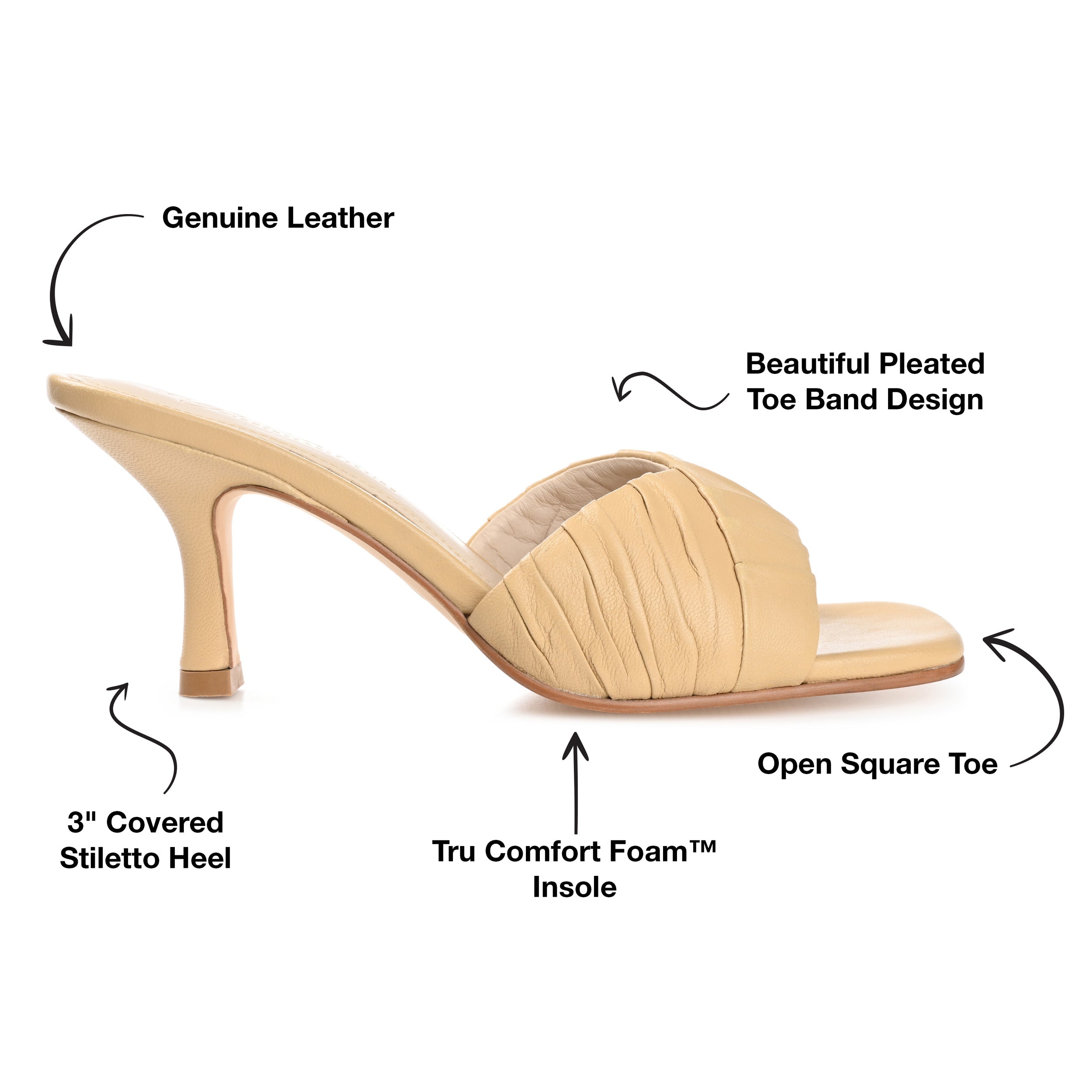 JULIETTE STILETTO HEEL MULES IN LEATHER - Tan