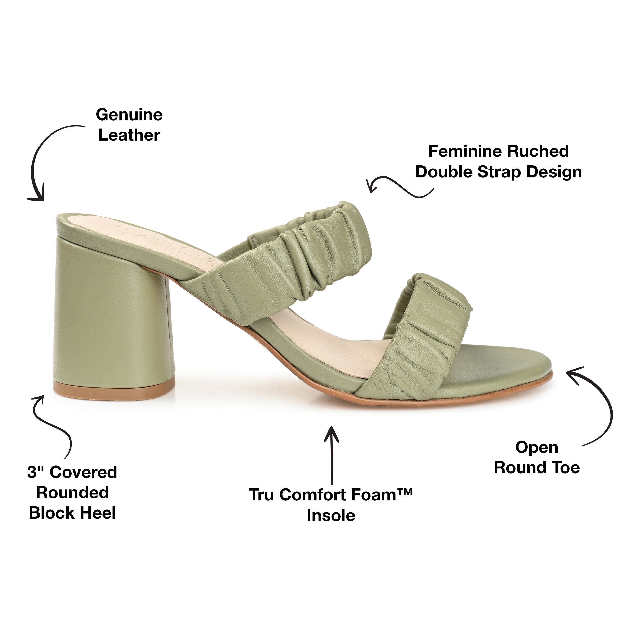 VIDDA STRAPPY BLOCK HEELS IN LEATHER - Green