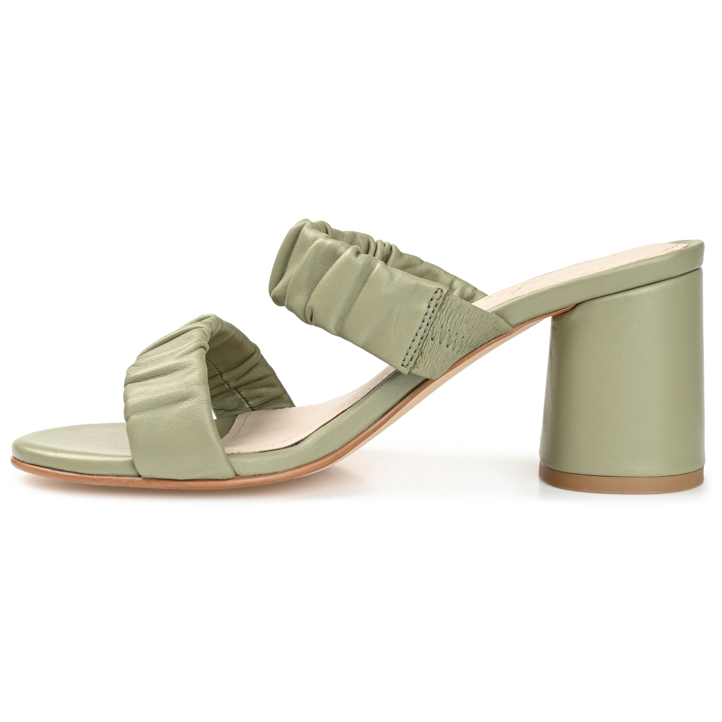 VIDDA STRAPPY BLOCK HEELS IN LEATHER - Green