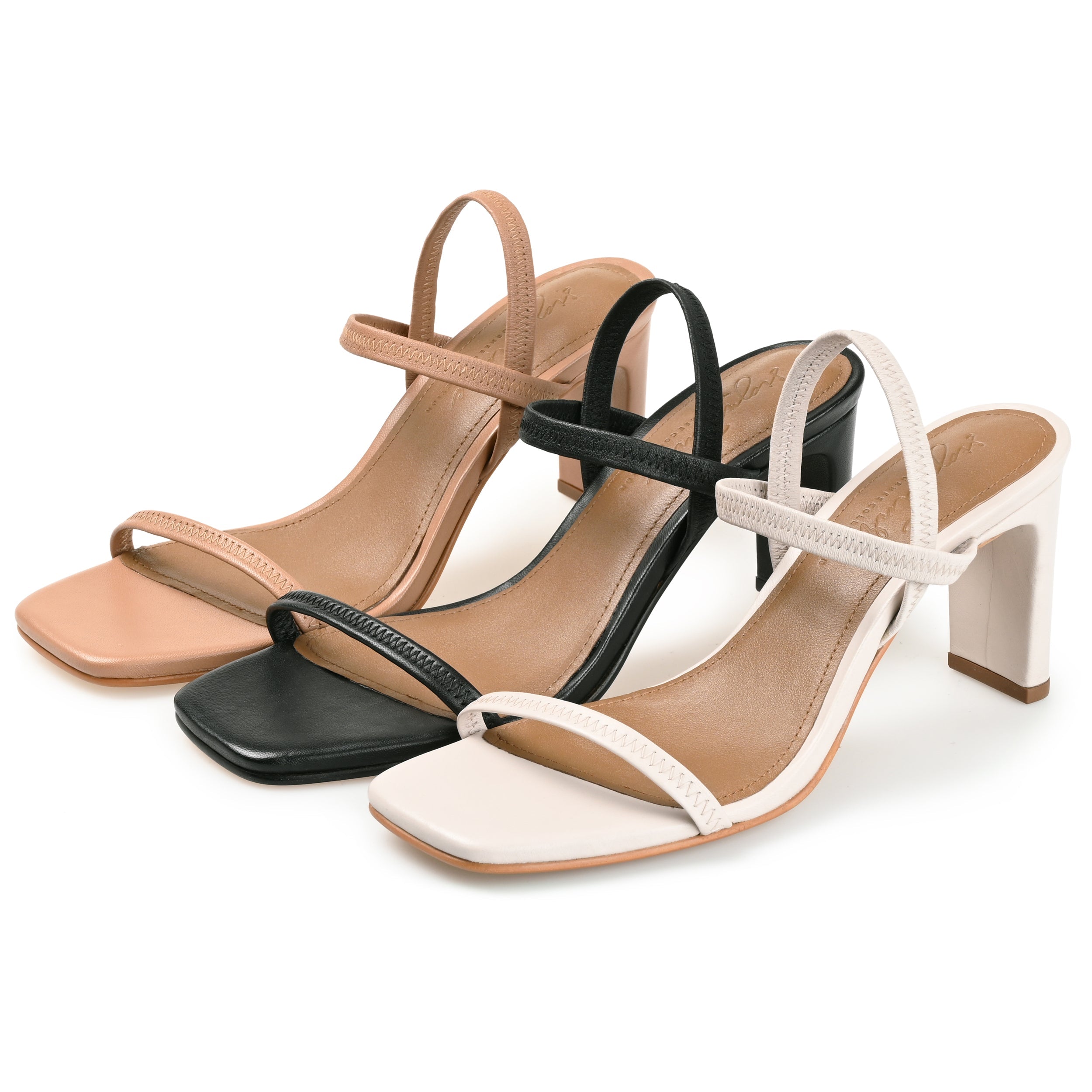 LENONN STRAPPY BLOCK HEELS IN LEATHER - Tan