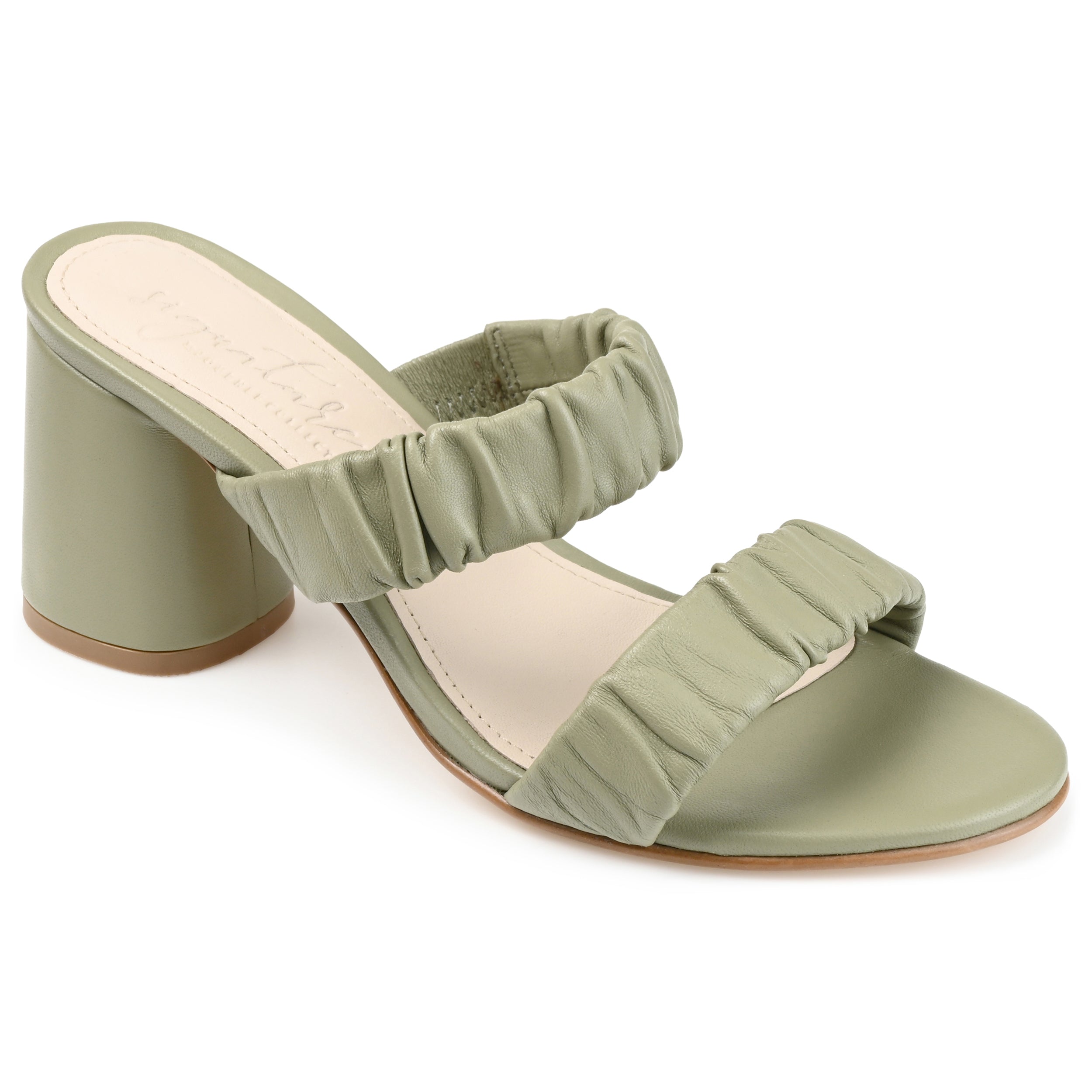 VIDDA STRAPPY BLOCK HEELS IN LEATHER - Green