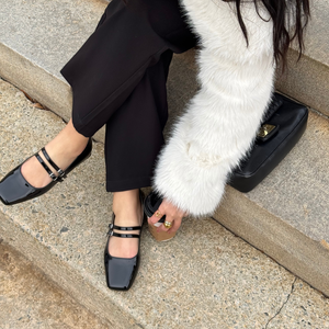 GREDAH MARY JANE FLATS IN VEGAN LEATHER