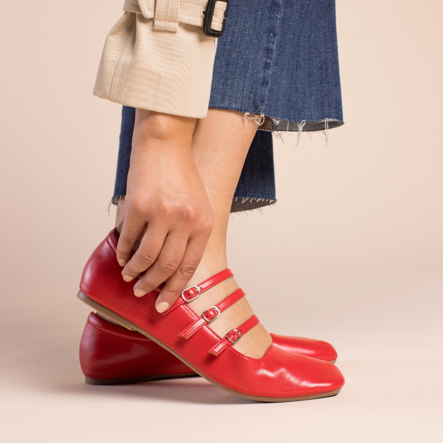 DARLIN VEGAN LEATHER FLATS IN WIDE