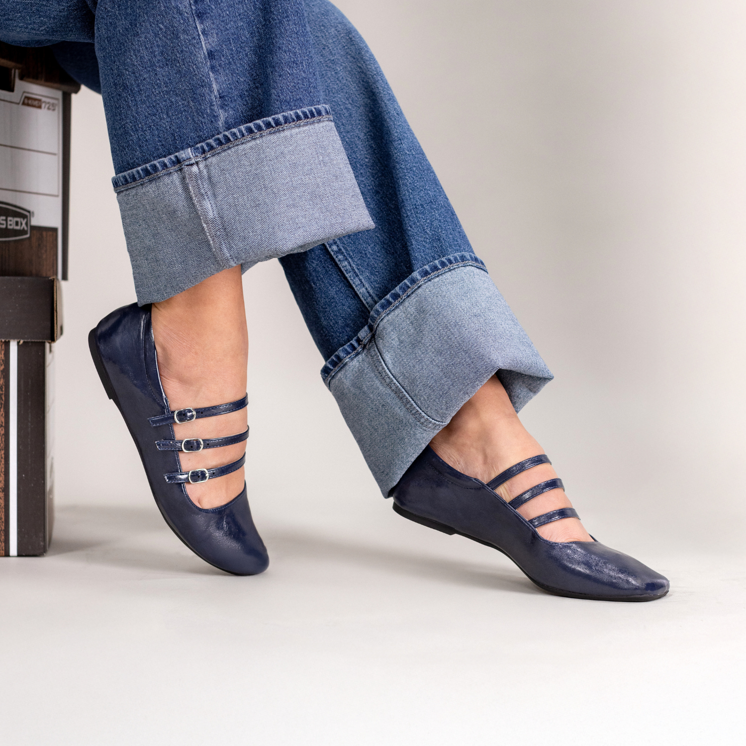 DARLIN BALLET FLATS IN STATEMENT - Crinkle Navy