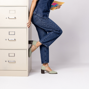 EVANGELINE PATENT HEELS IN WIDE - Patent Green