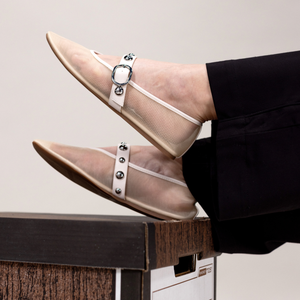 NAVEAH BALLET FLATS - Bone Mesh