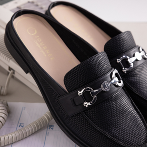 RAYLA SLIP ON LOAFERS - Black Lizard