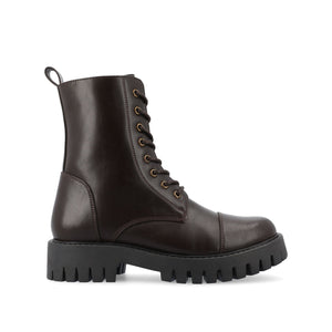 AALEY LACE-UP BOOTIES IN VEGAN LEATHER - Shimmer Brown PU